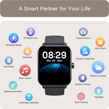 GYDOM Smartwatch (1,5 Zoll, Android iOS), Herren Fitness Tracker Alexa Bluetooth Anruf/Antwort Pulsmesser Uhr