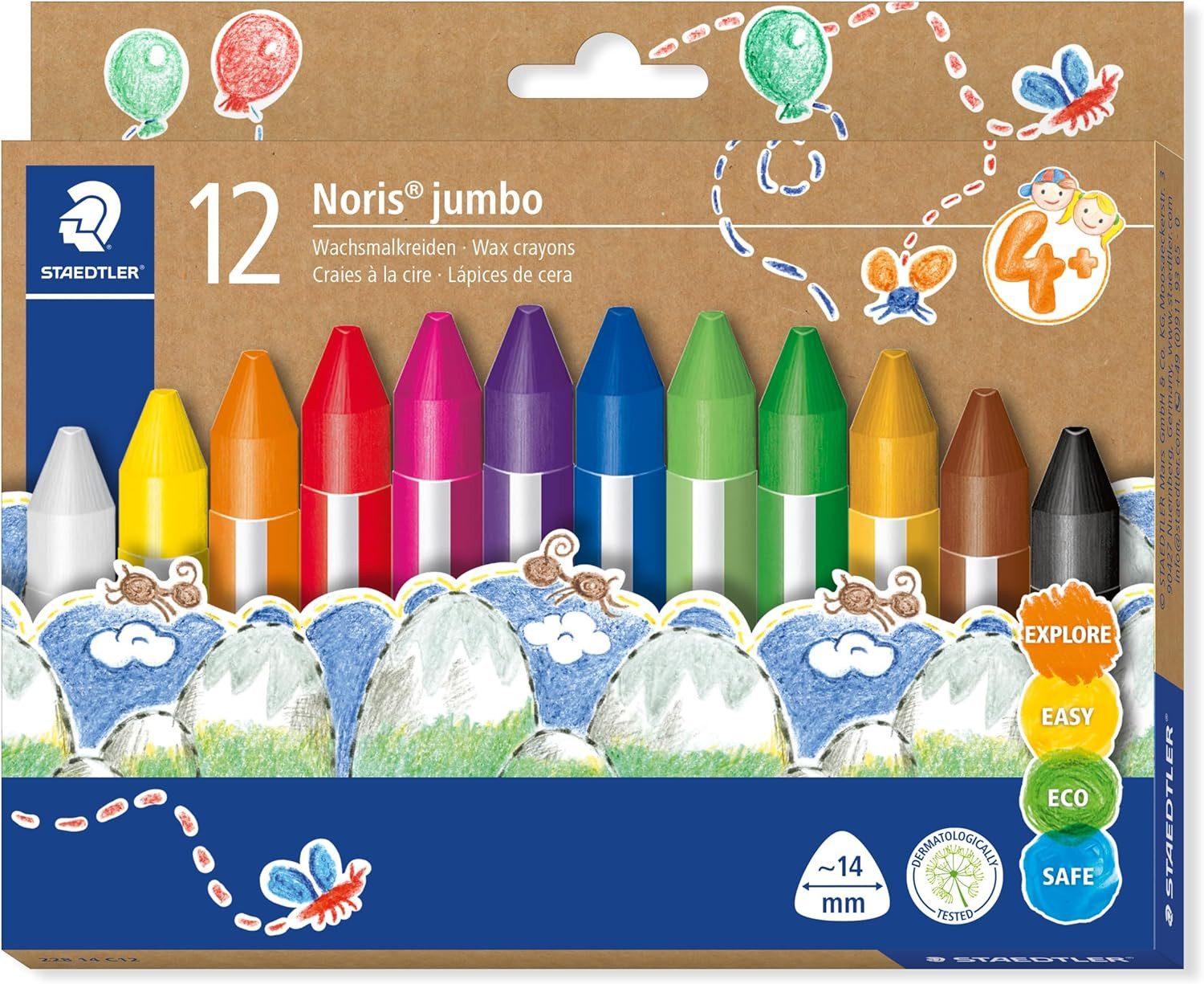 STAEDTLER Buntstift STAEDTLER Noris Jumbo Wachsmalkreide – 12 Farben, 14 mm
