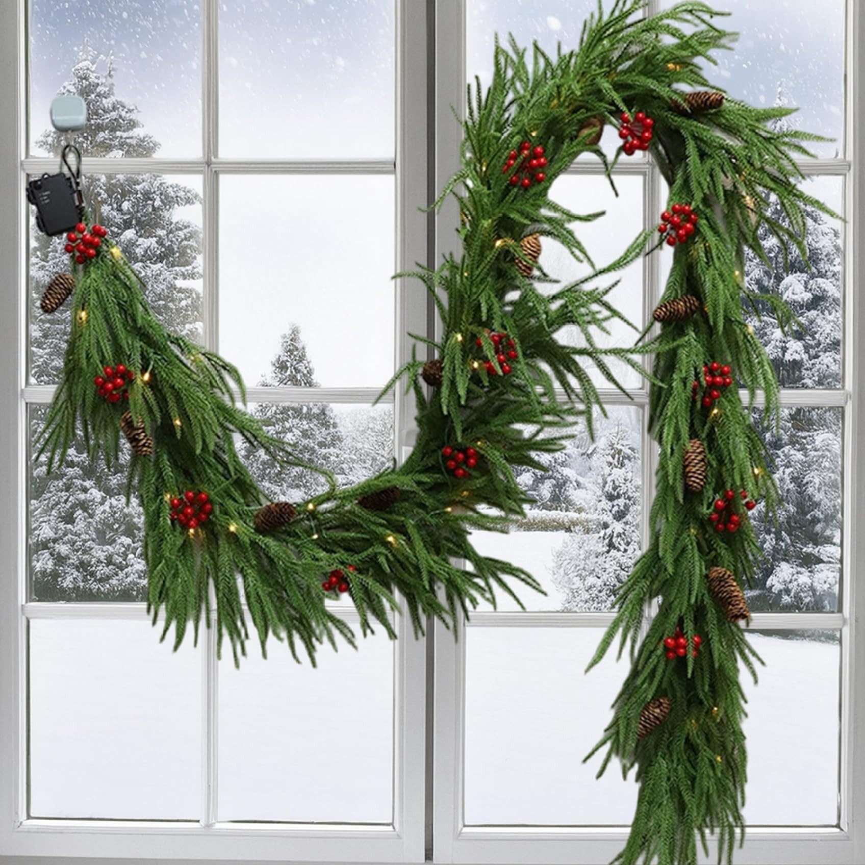 Kunstgirlande Weihnachtsgirlande mit Beleuchtung Innen Außen Grün Weihnacht günstig online kaufen
