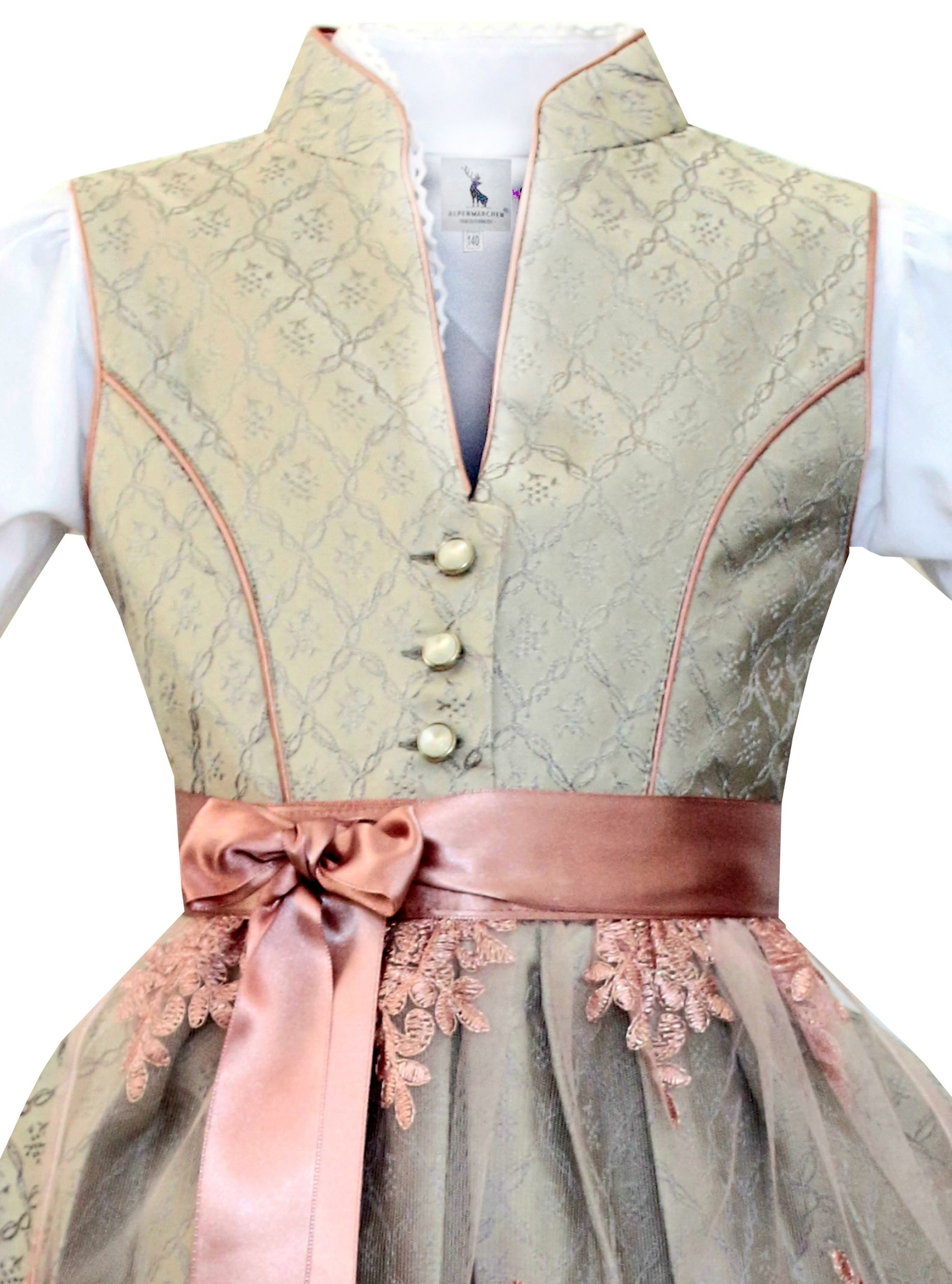 Alpenmärchen Dirndl Kinderdirndl Ruby in Rosa und Grau - ALM-K966
