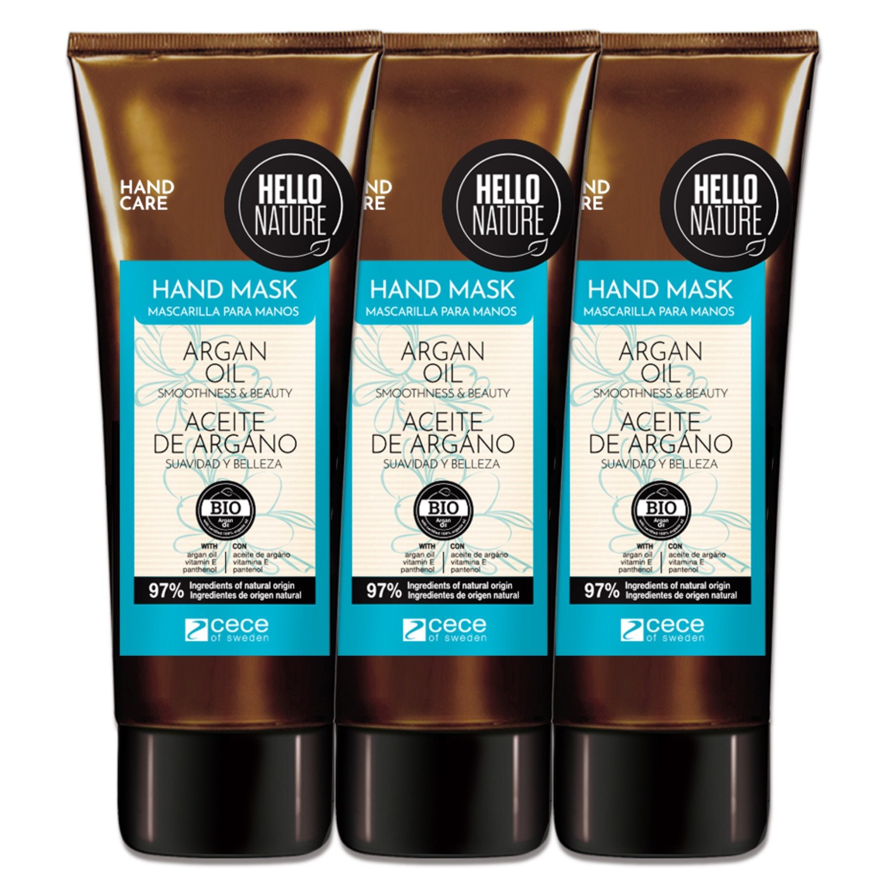Hello Nature Handcreme Arganöl Handpflege Handmaske Intense Regeneration, 3-tlg., Handcreme, Handpflege, Hello Nature, Arganöl