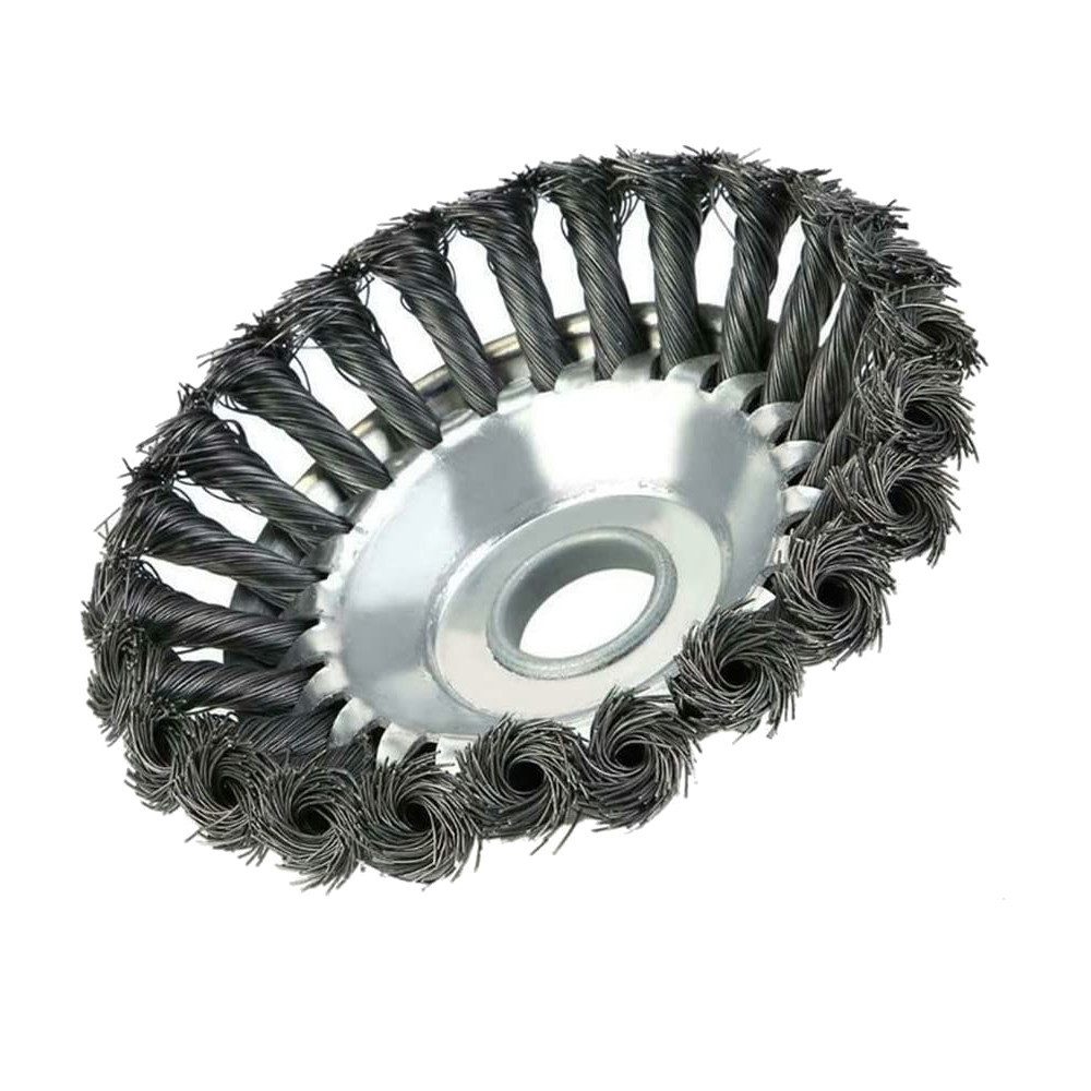 Trade-Shop Drahtbürste 3x Stahldraht-Bürstenkopf 15x2,54cm inkl Adapter-Set für Freischneider, passend für Stihl FS55 FS56 FS80 FS85 FS90R FS100 F108, Stahldrah – Bild 2 von 4