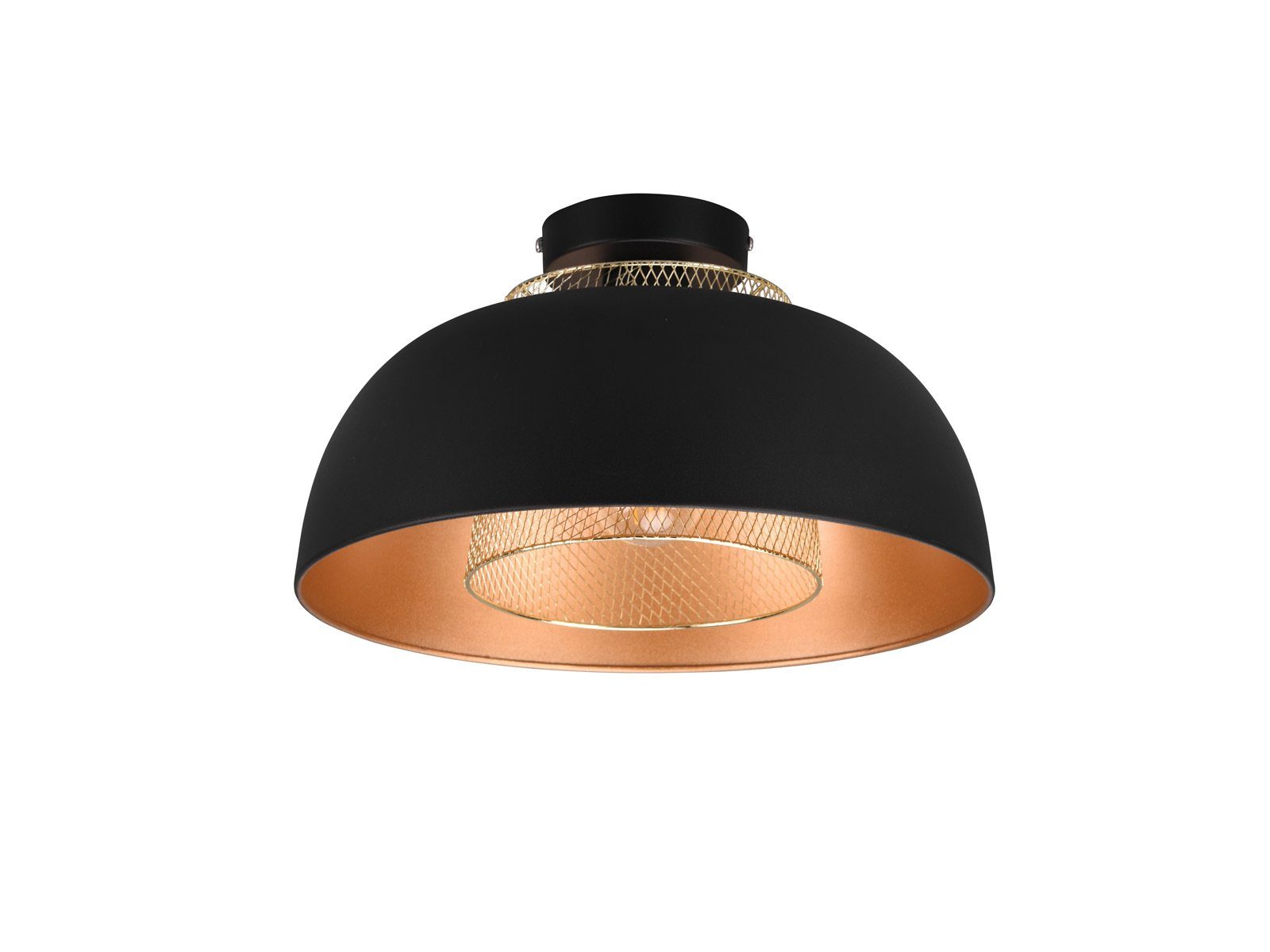 Reality Leuchten LED Deckenleuchte aus Metall in Schwarz Gold, Ø 35cm, dimmbar, LED wechselbar, Warmweiß, Industrial Style Deckenlampe …