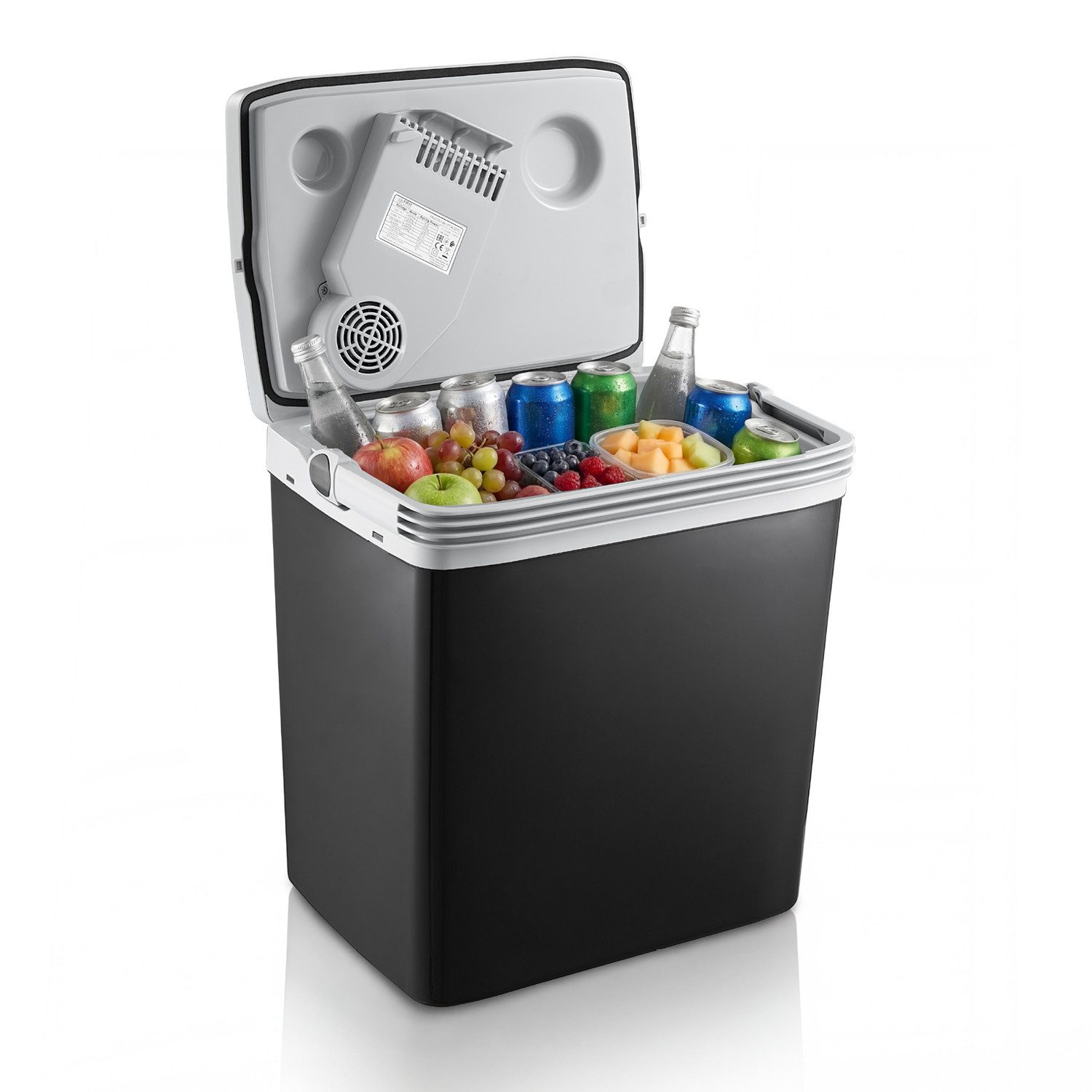 TZS FIRST AUSTRIA Elektrische Kühlbox 25L, Kühlbox, 12V /230V Anschluss, 12-V-Stecker fürs Auto, für Camping, Festivals, Reisen, mit Kühl- und Warmhaltefunktion