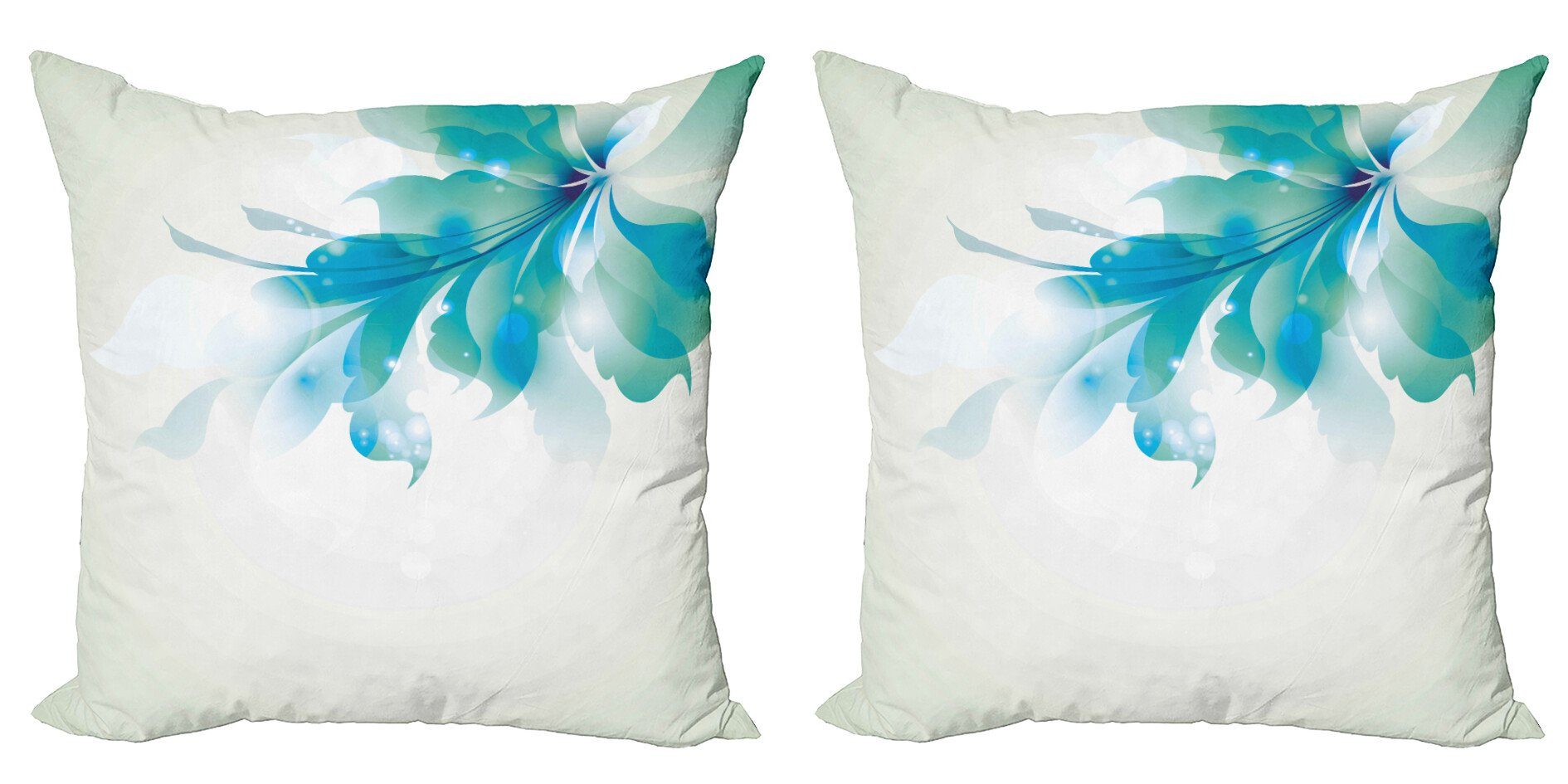 Kissenbezüge Modern Accent Doppelseitiger Digitaldruck, Abakuhaus (2 Stück), Floral Blau Ombre Blumen | Kissenbezüge