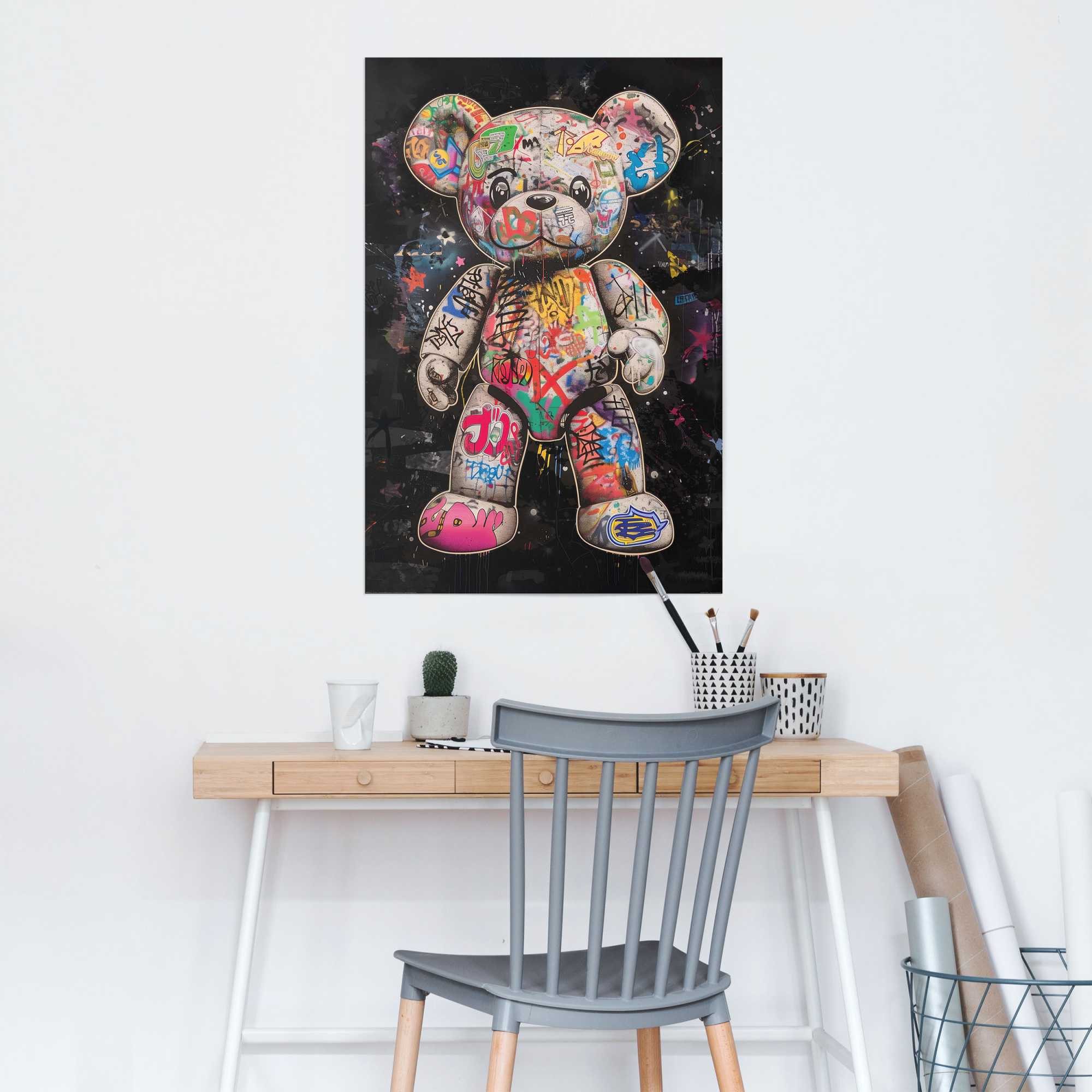Reinders! Poster Graffiti-Bär, Kinderzimmer - Mehrfarbig - 150 gr. Papier - günstig online kaufen