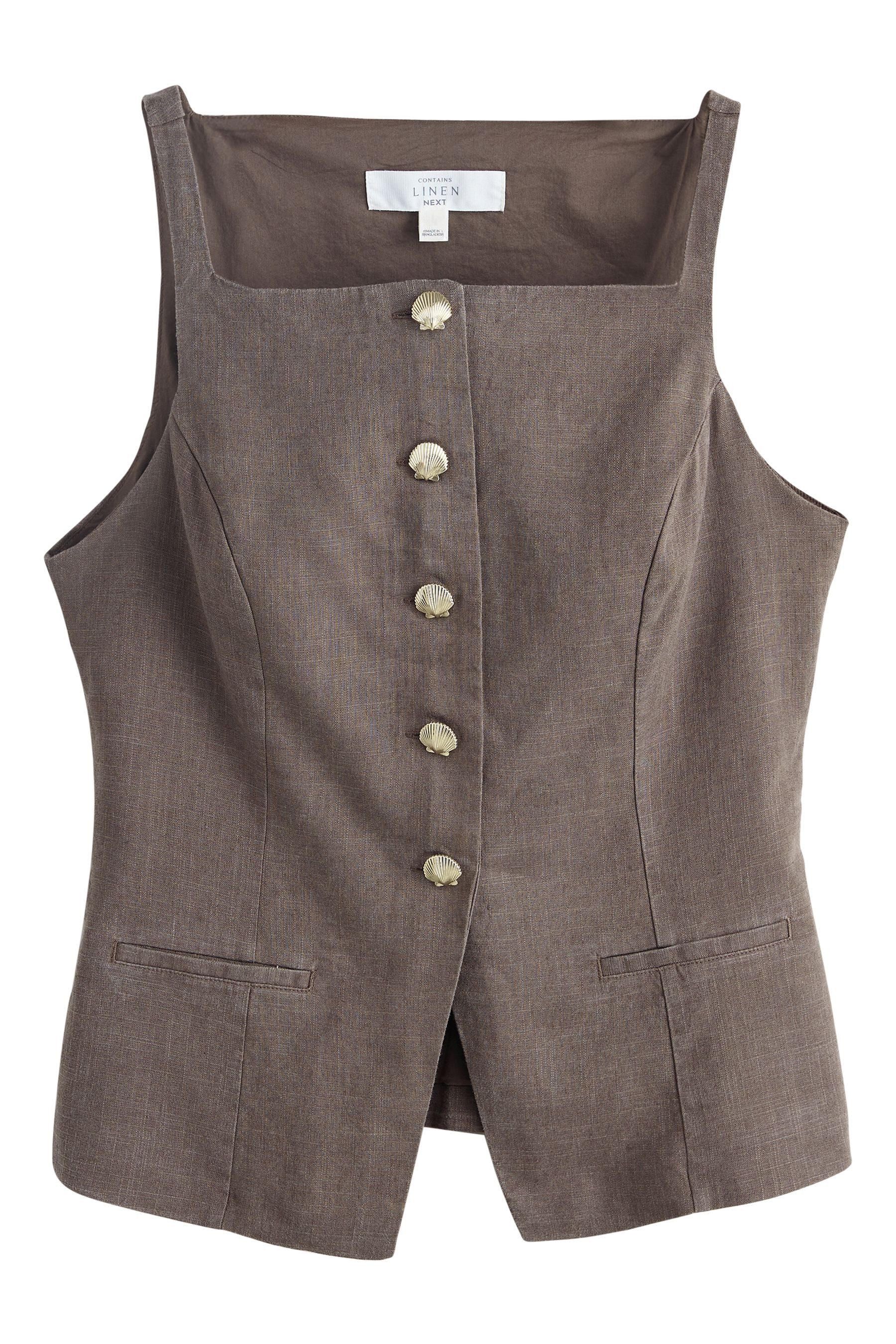 Next Anzugweste Weste mit eckigem Ausschnitt und Leinenanteil (1-tlg) günstig online kaufen