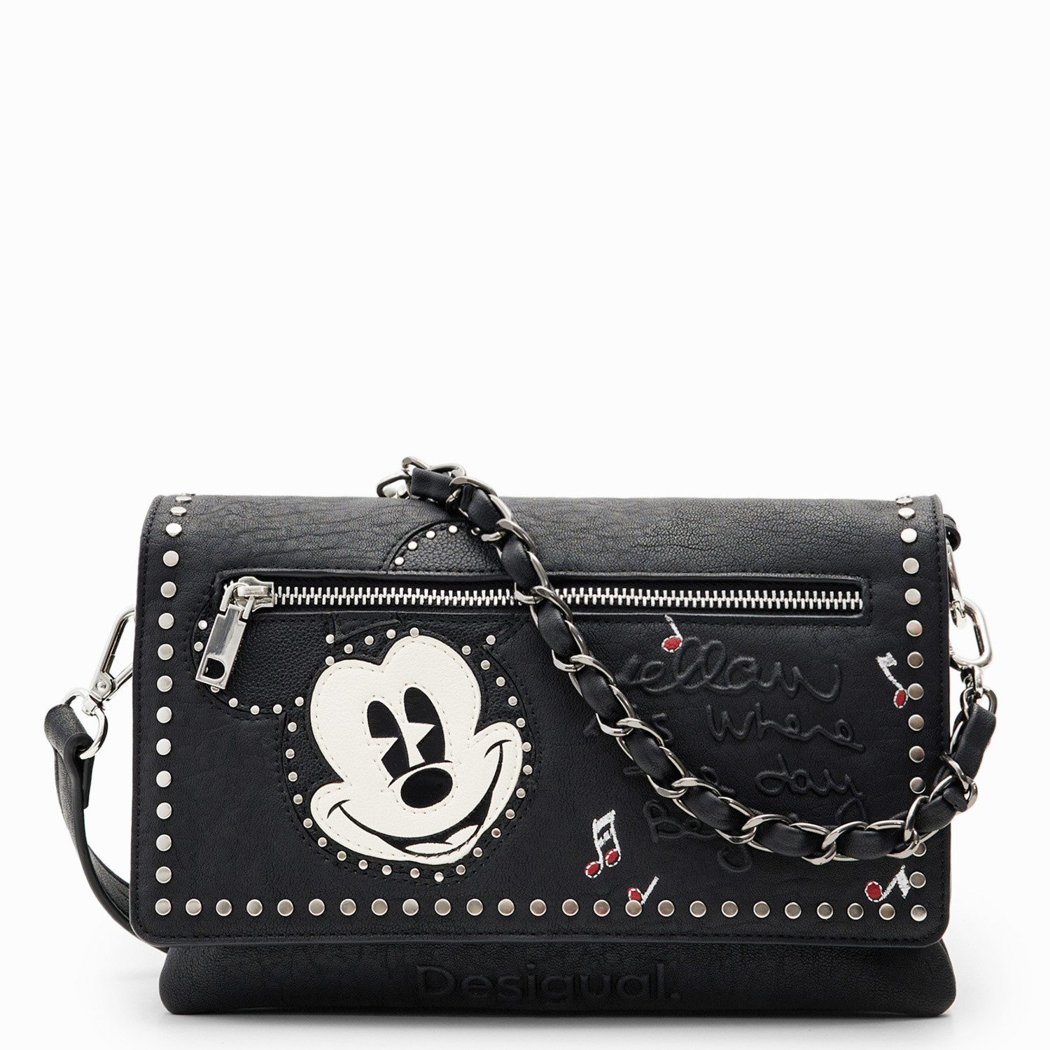 Desigual Umhängetasche Desigual Damen Schultertasche Mickey Rock Dortmund Black (1, 1-tlg., 1)