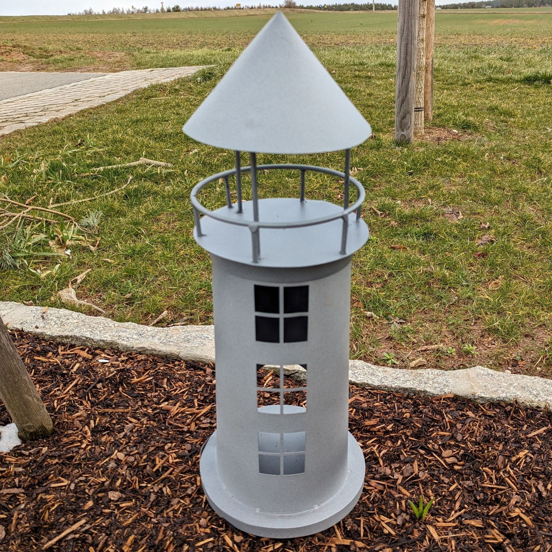 Posiwio Gartenfigur Leuchtturm H62 cm - grau, St) (0
