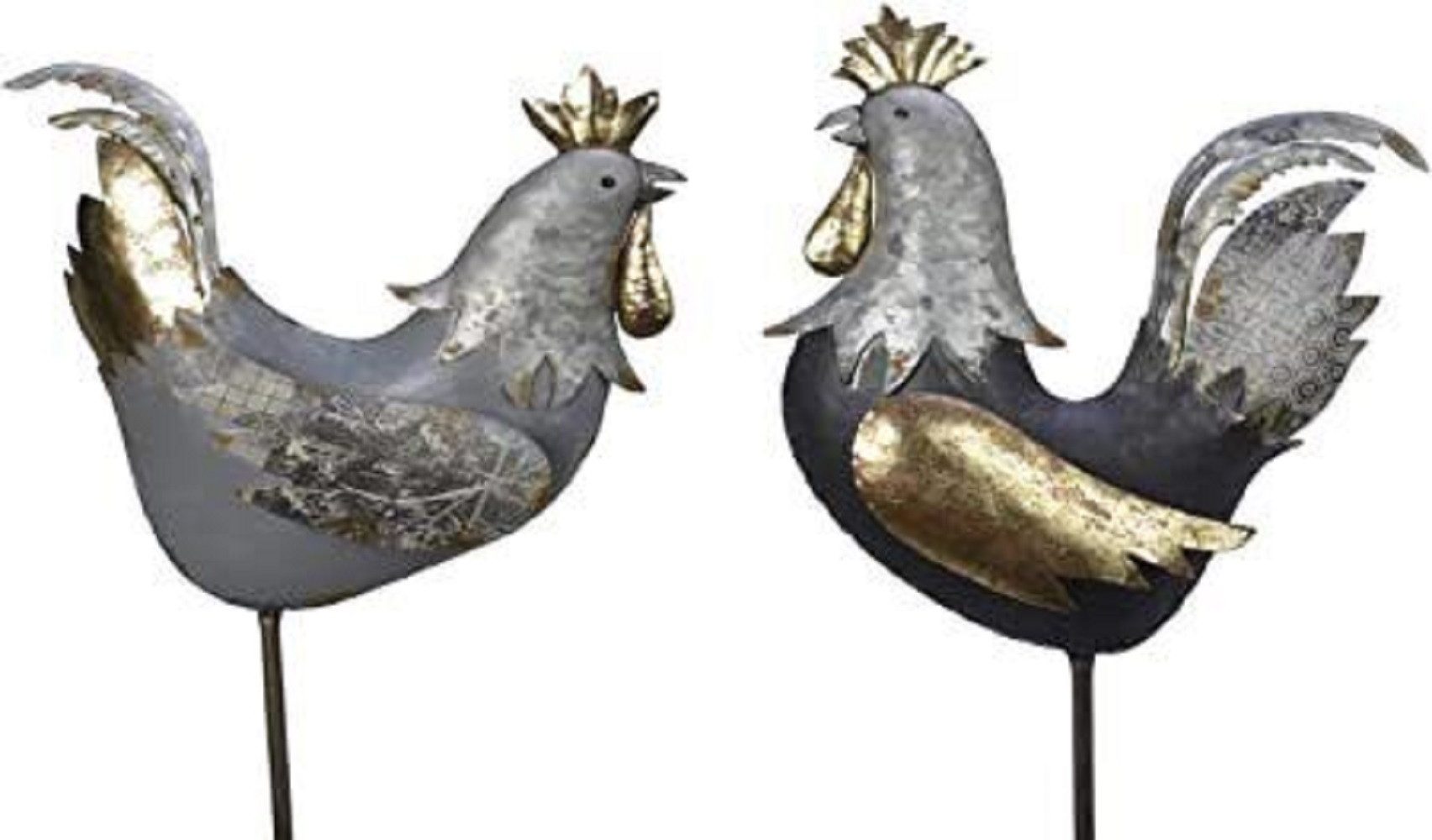 Kaemingk Gartenstecker Deko Figur Metall Eisen Huhn Gartenstecker H 106 cm grau
