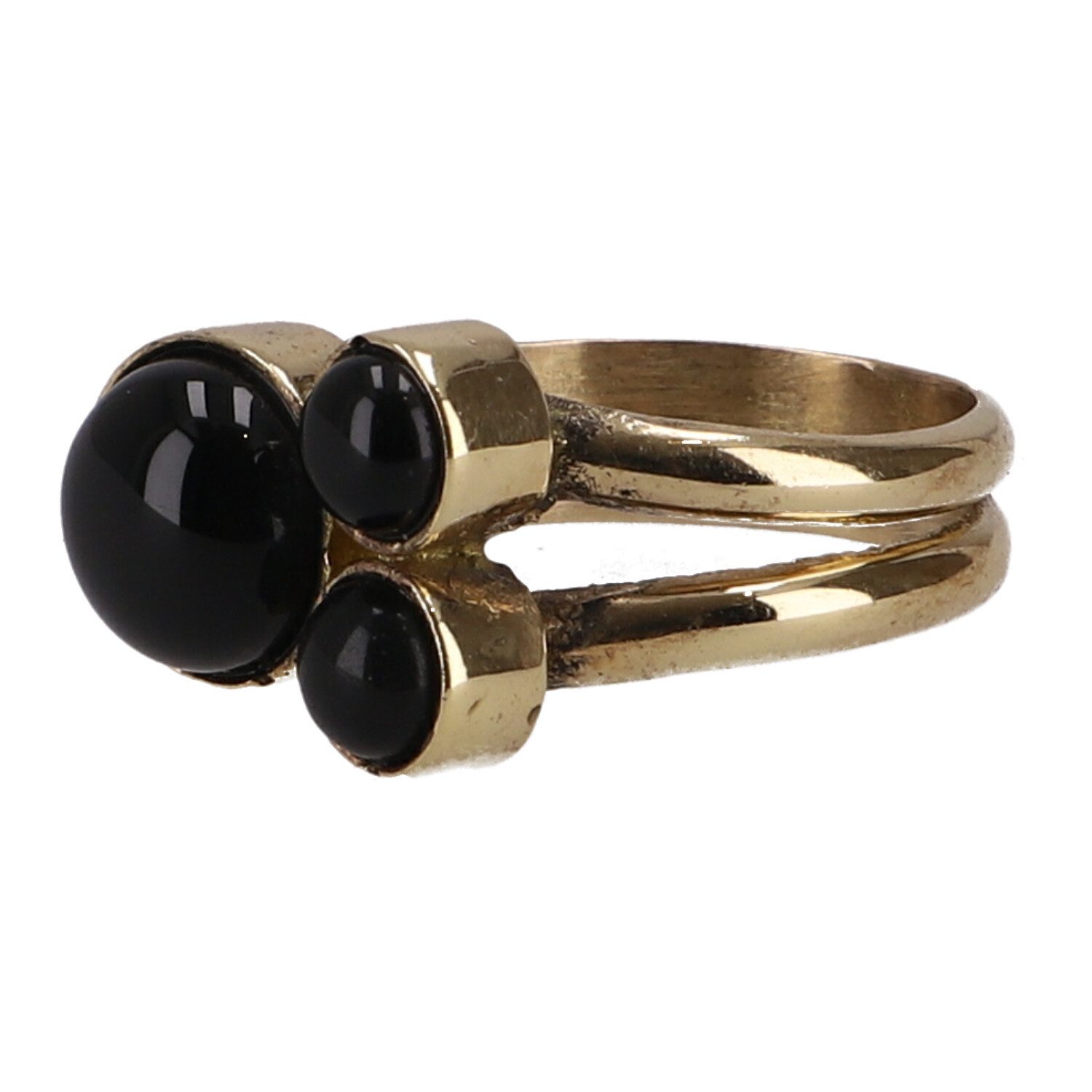 Guru-Shop Fingerring Goldfarbener Ring, Modeschmuck - Onyx