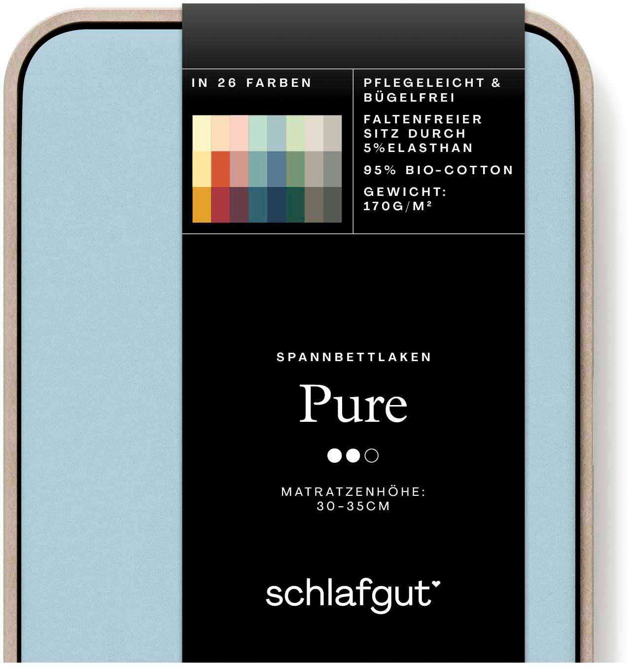 Schlafgut Spannbettlaken PURE Bio-Baumwolle mit Elasthan, 170 g/m², Bettlaken, Spannbetttuch, Jersey, Gummizug: rundum, (1 Stück), PREMIUM Laken für Matratzen b – Bild 4 von 5