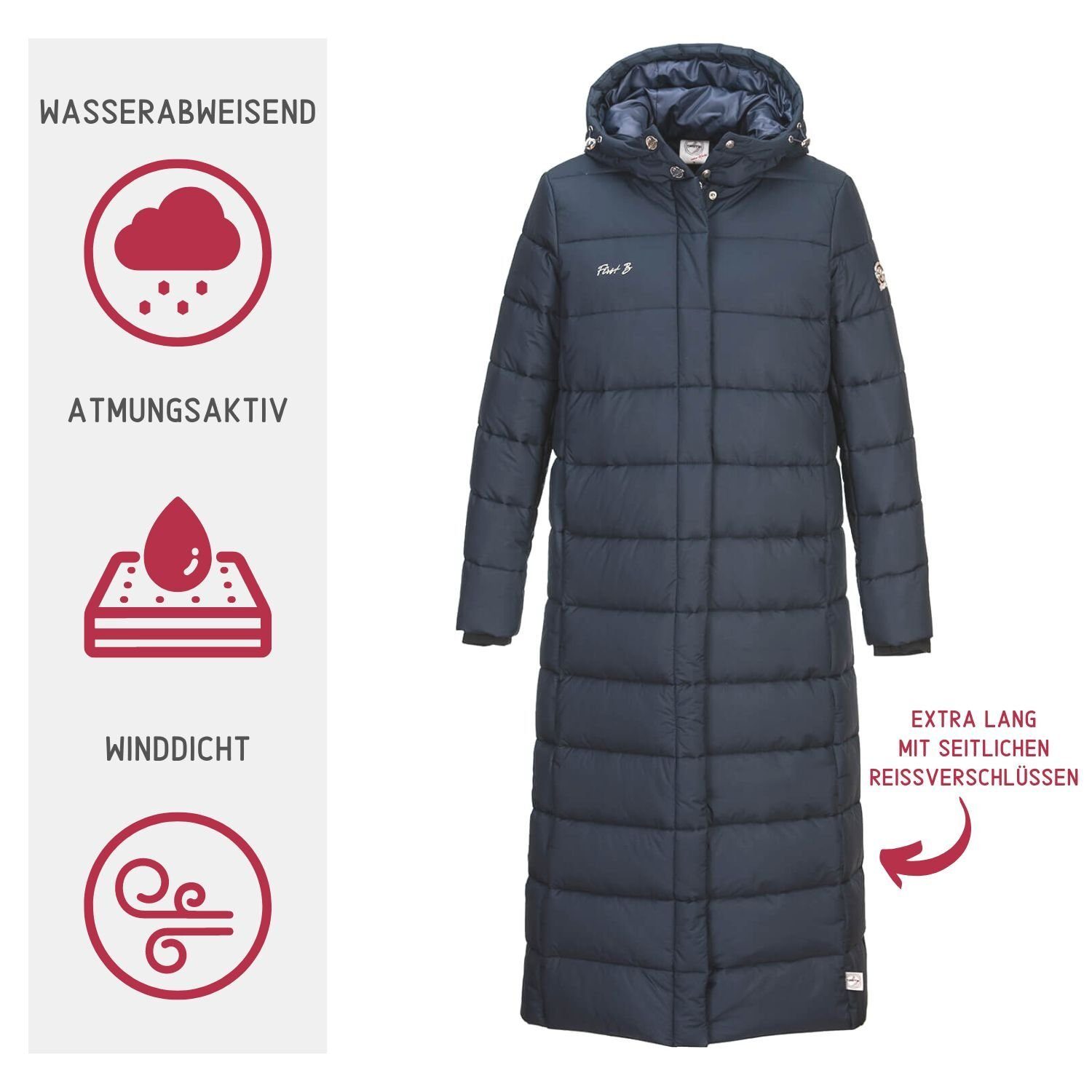 FirstB Steppmantel Damen navy winddicht, wasserabweisend