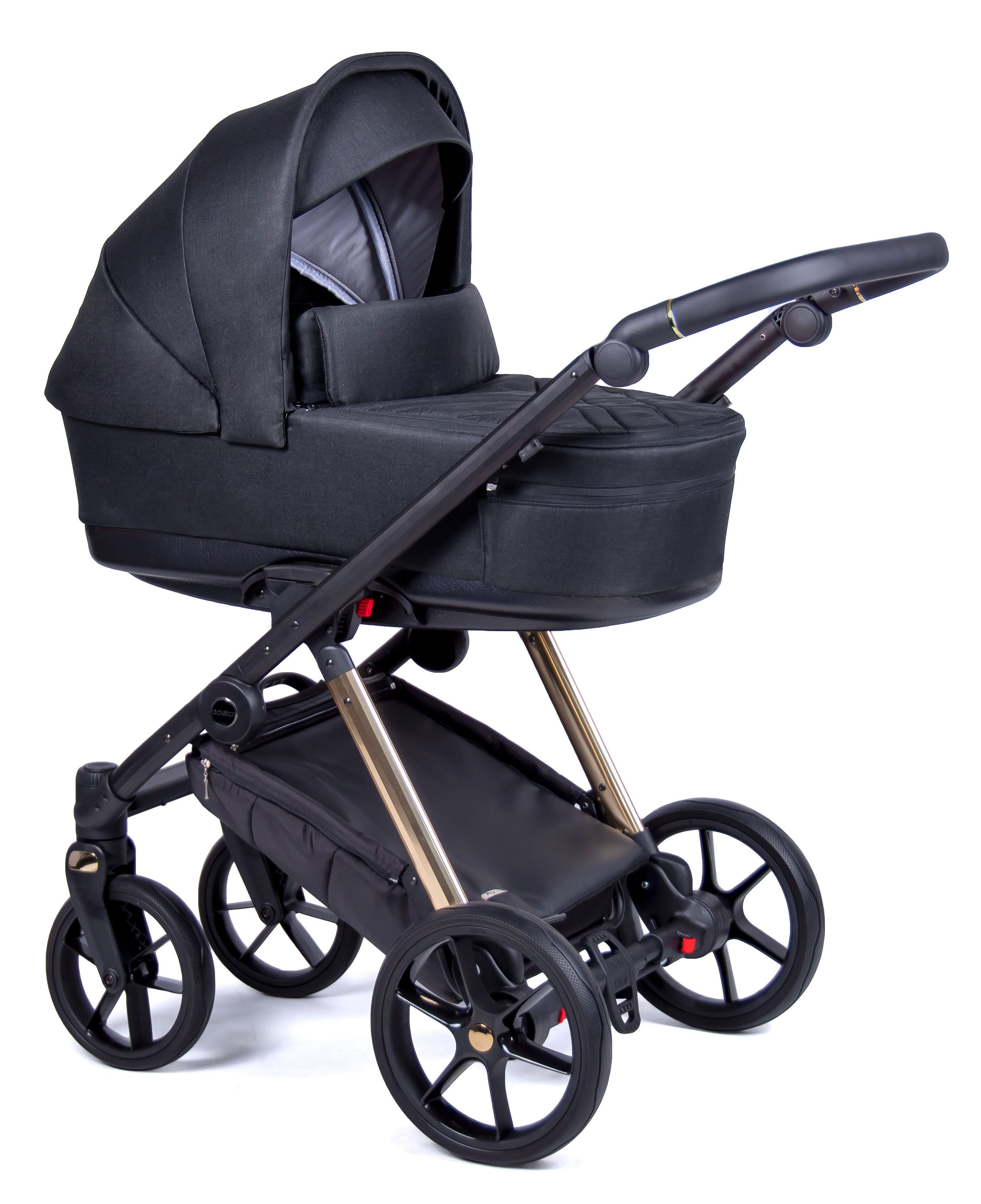Kombi-Kinderwagen Gestell 3 Designs Axxis 15 in - Teile 24 babies-on-wheels - Kinderwagen-Set gold 1 in Schwarz =
