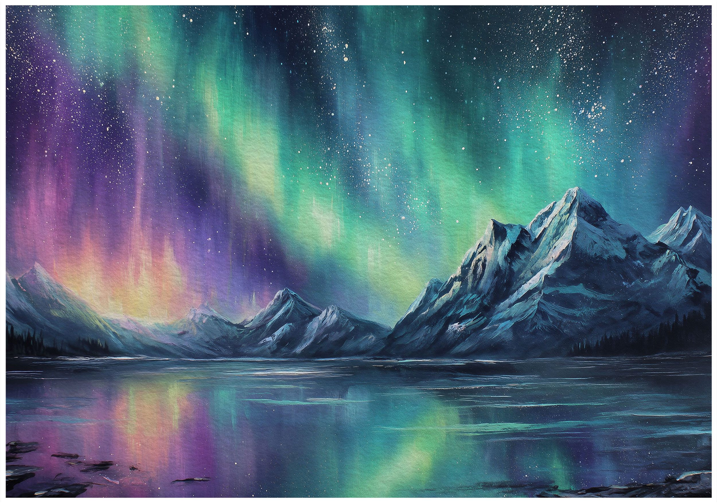 Fototapete Kinderzimmer Nordlichter Berge Natur Kinder Vlies Tapete Wandtapete