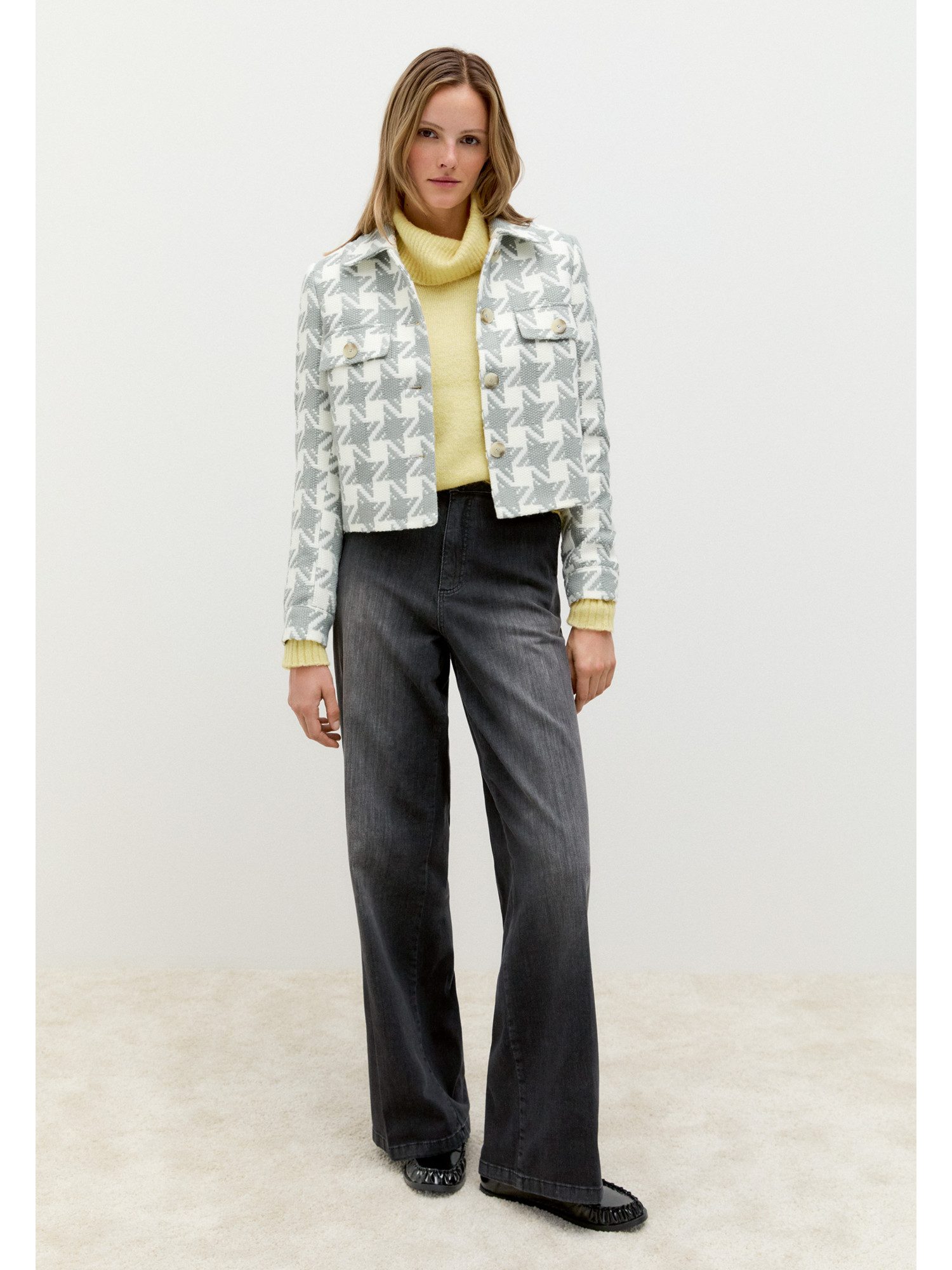 MORE&MORE Blouson kurze, weite, karierte Jacke