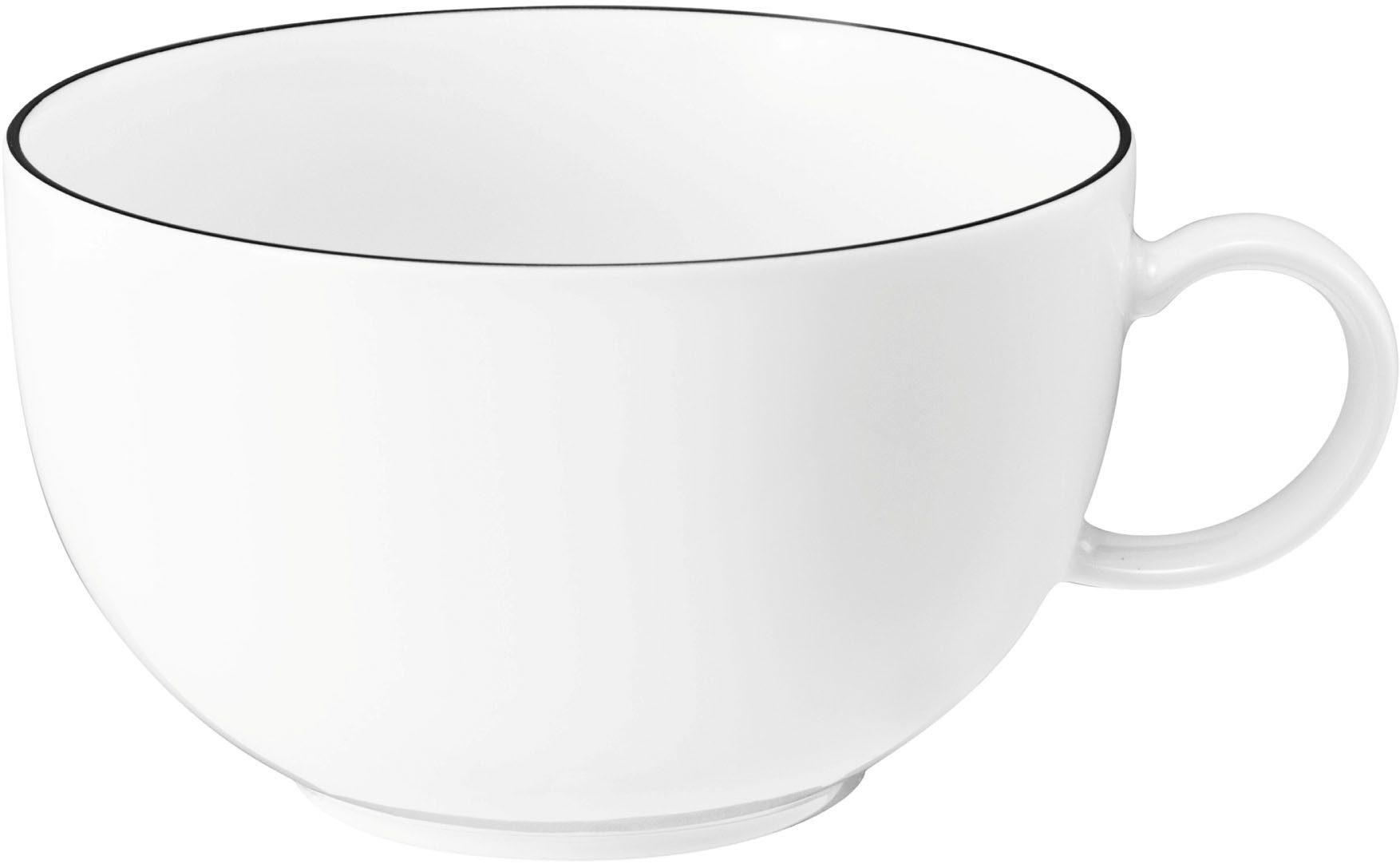 Seltmann Weiden Tasse Lido Black Line, Porzellan, Milchkaffeeobertasse 0,35 l