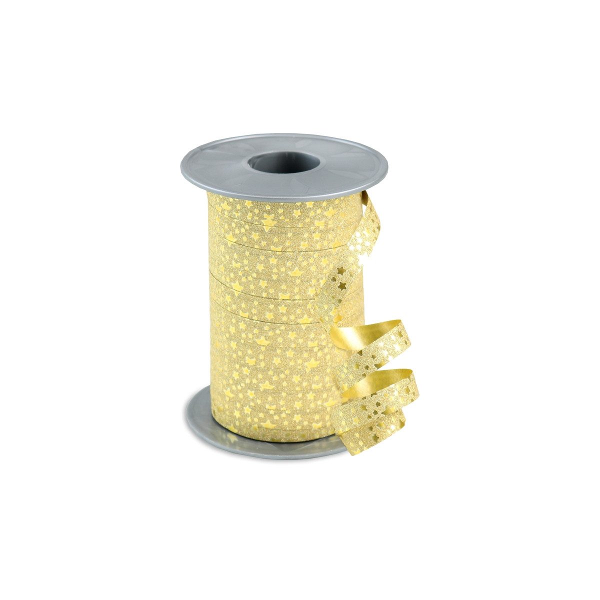 PRÄSENT Geschenkband PRÄSENT Ringelband Glitter Star gold 10mmx100m