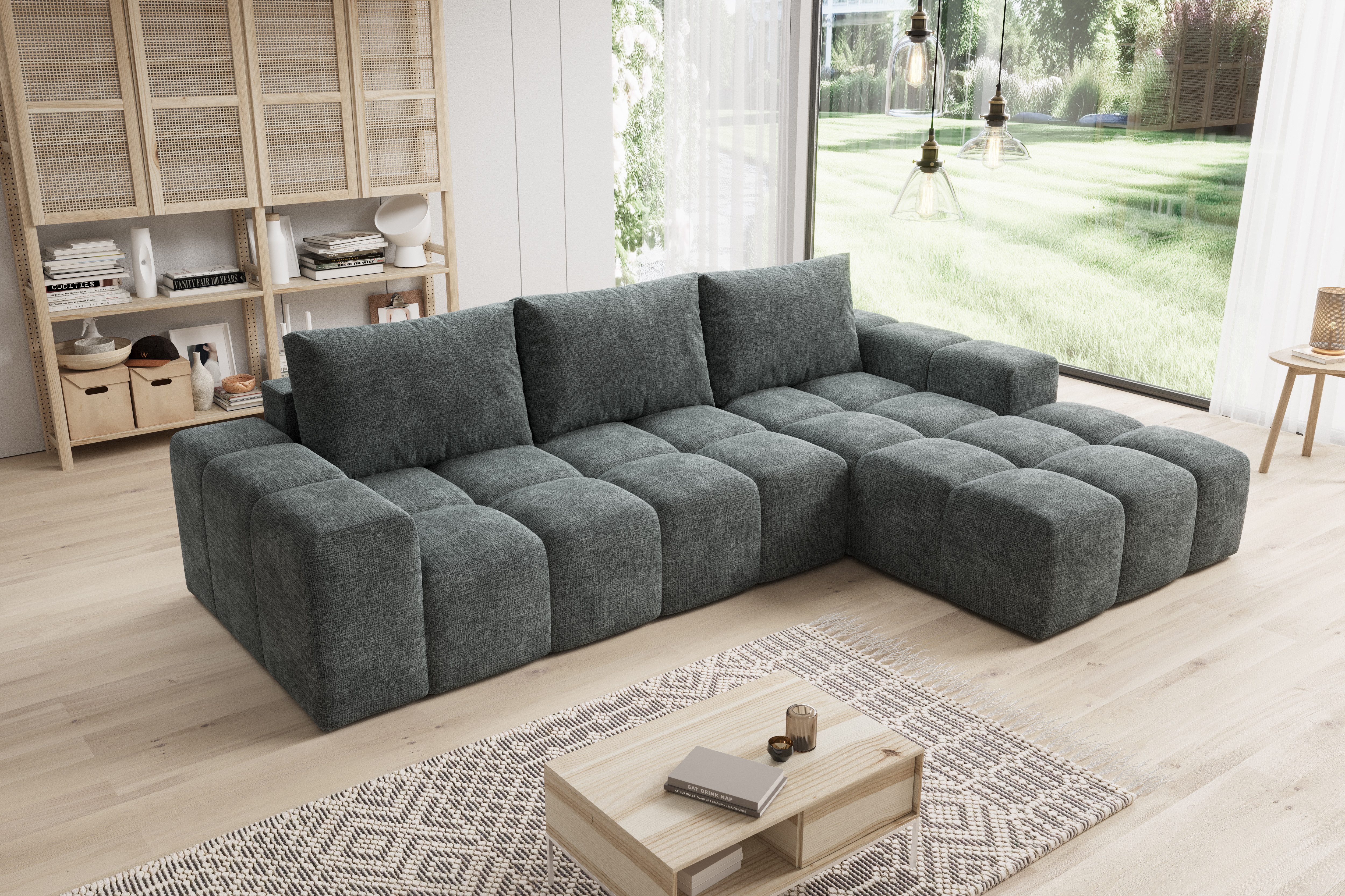 PROMETO Möbel Ecksofa Cento Couch L-Form,Sofa Links/Rechts Teddy-Bouclé-Sto günstig online kaufen