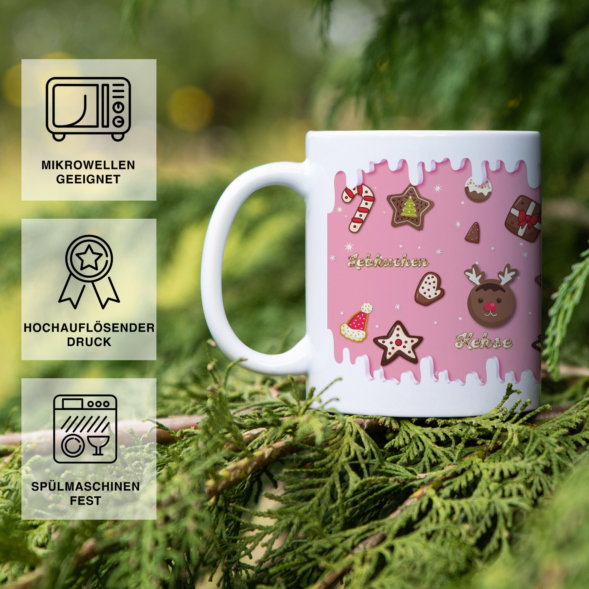 Giftandprint Becher Giftandprint Lebkuchen Weihnachtsdeko Weihnachten, Deko, Kaffeetassen, beidseitig, inkl. Geschenkbox, Spülmaschinen- und mikrowellengeeignet
