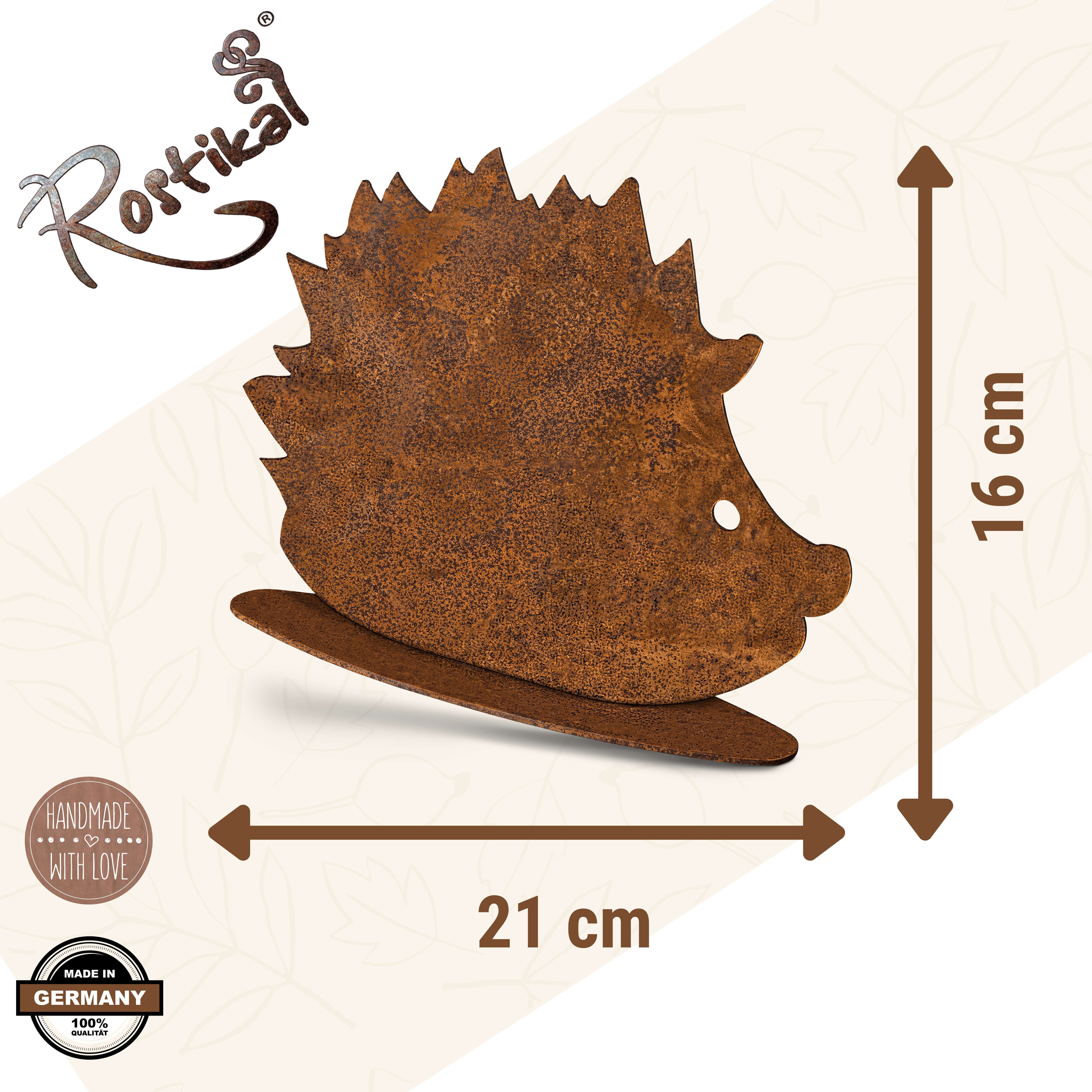 Rostikal Gartenfigur Dekofigur Igel 23,5 cm Deko Gartendeko, echter Rost