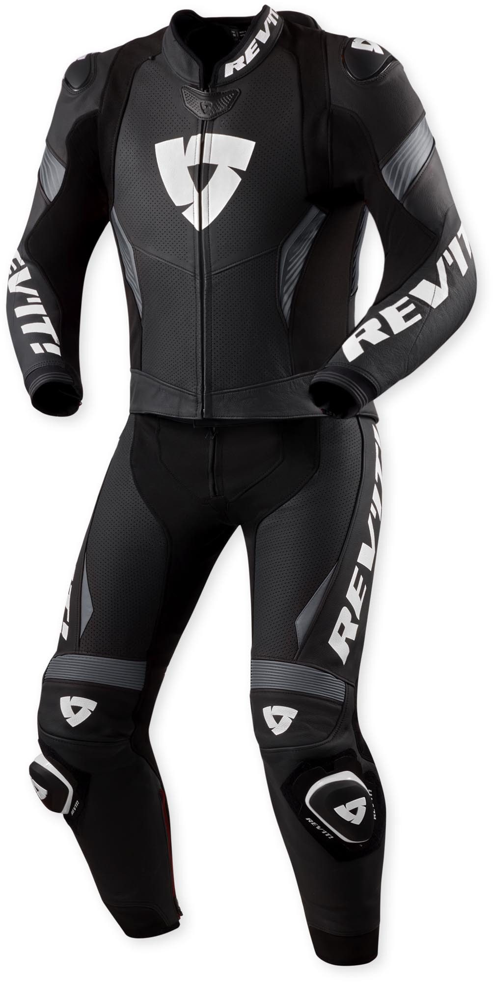 Revit Motorradkombi Argon 3 Logo perforierte 2-Teiler Motorrad Lederkombi Airbag vorbereitet,Rückenprotektor vorbereitet,Brustprotektor vor