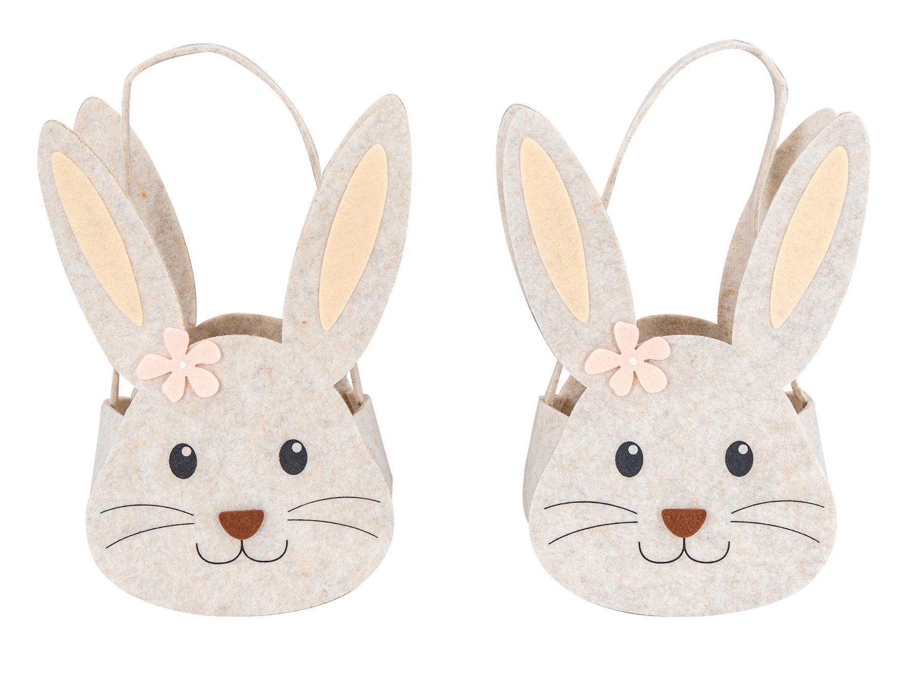 Levandeo® Osternest, 2er Set Hasenkorb Ostern Filz H30cm Grau Osterhase Osterkorb