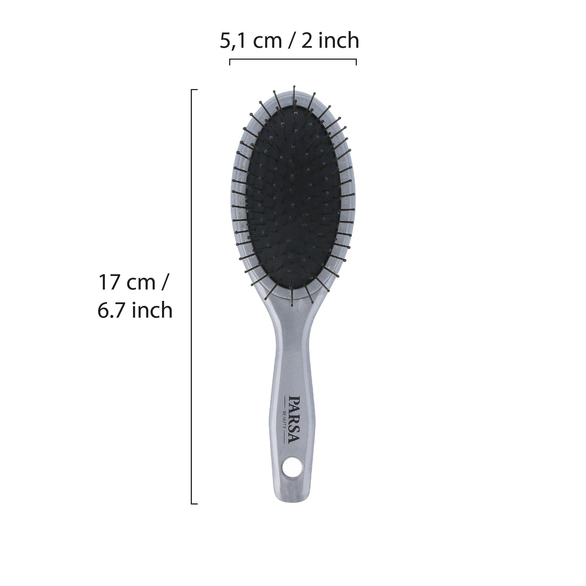 Haarbürste mit Beauty Mini Unicolor PARSA Haarbürste Metallpins Taschenbürste klein