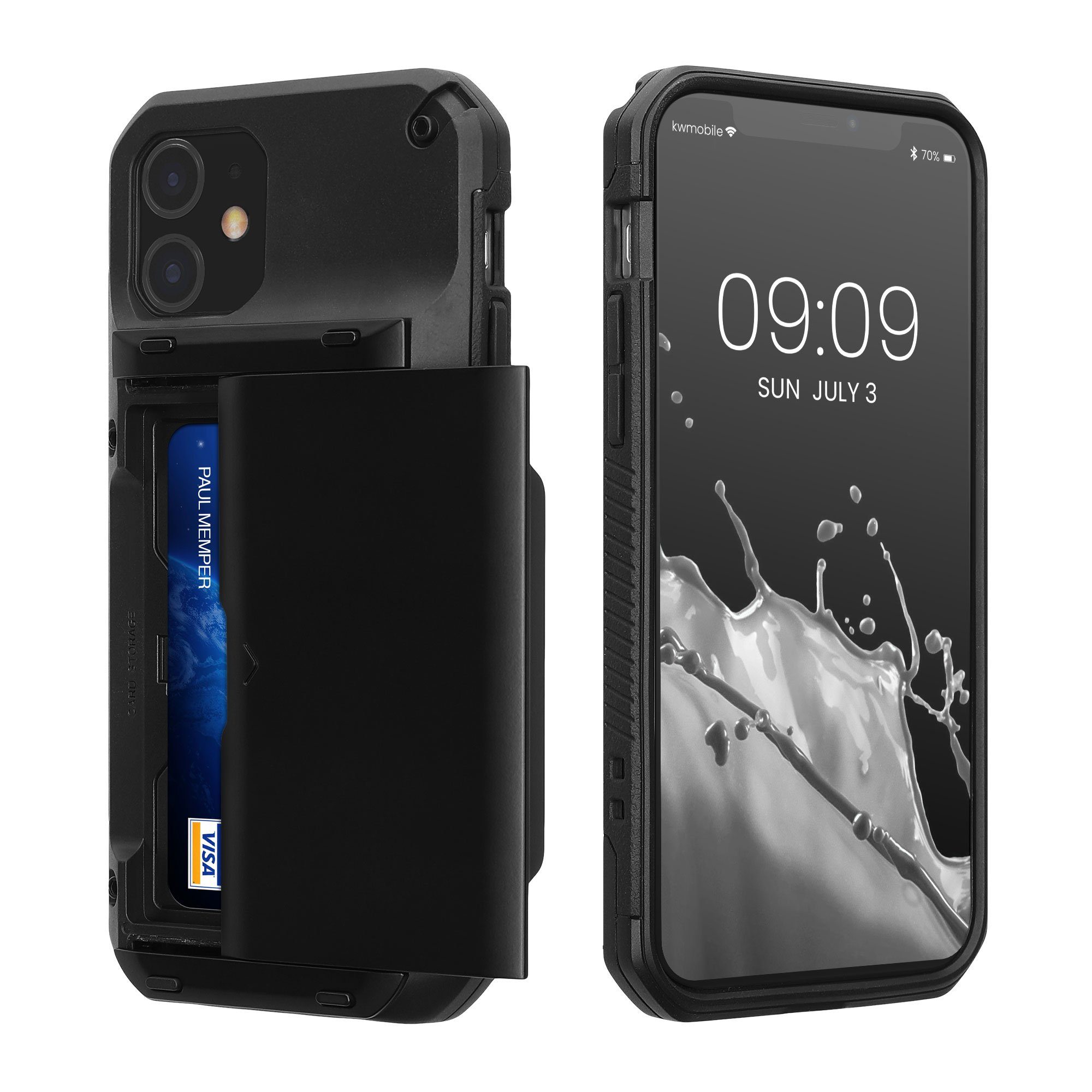 kwmobile Handyhülle Premium Handyhülle für Apple iPhone 11 Hülle, Smartphone Schutzhülle mit Kartenfach für bis zu 4 Karten