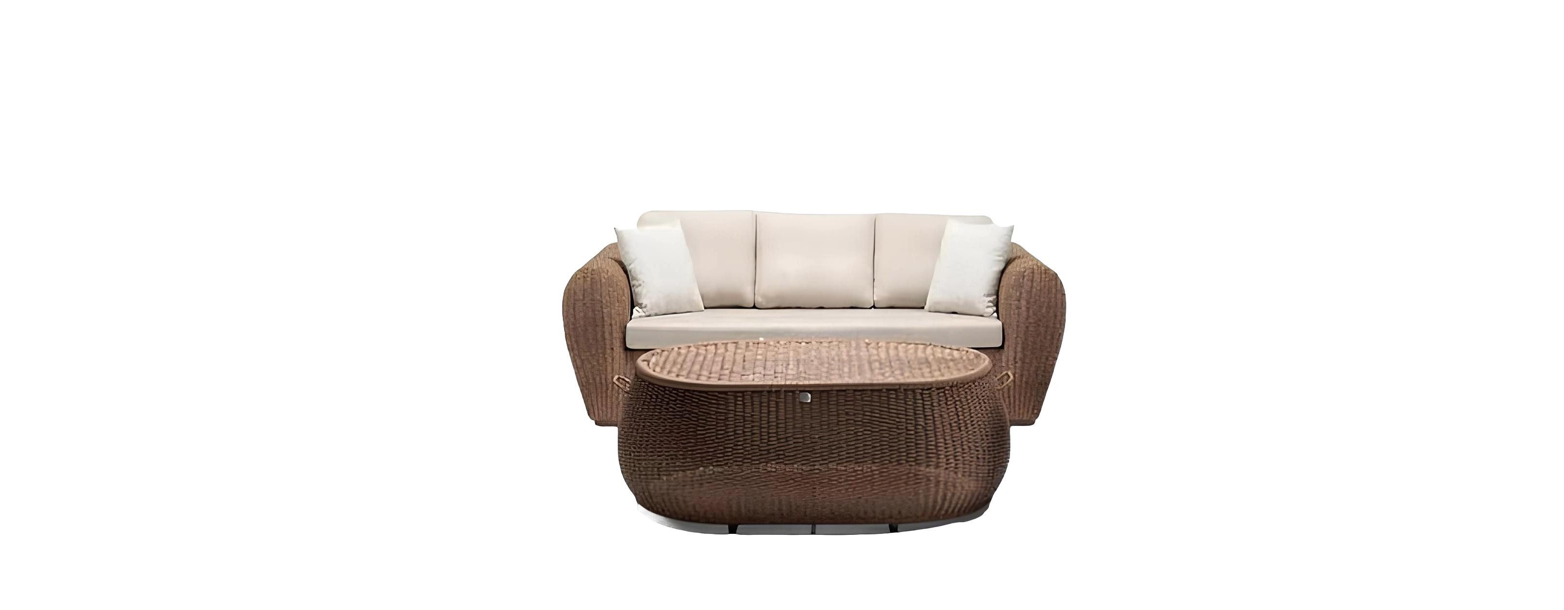 Xlmoebel Polstergarnitur Sofa und Sessel in modernem Braun mit Couchtisch für Terrasse, (Polstergarnitur, 4-tlg., 4tlg Set(Sofa 3 Sitzer+2x Sessel+Couchtisch), Hergestellt in Europa