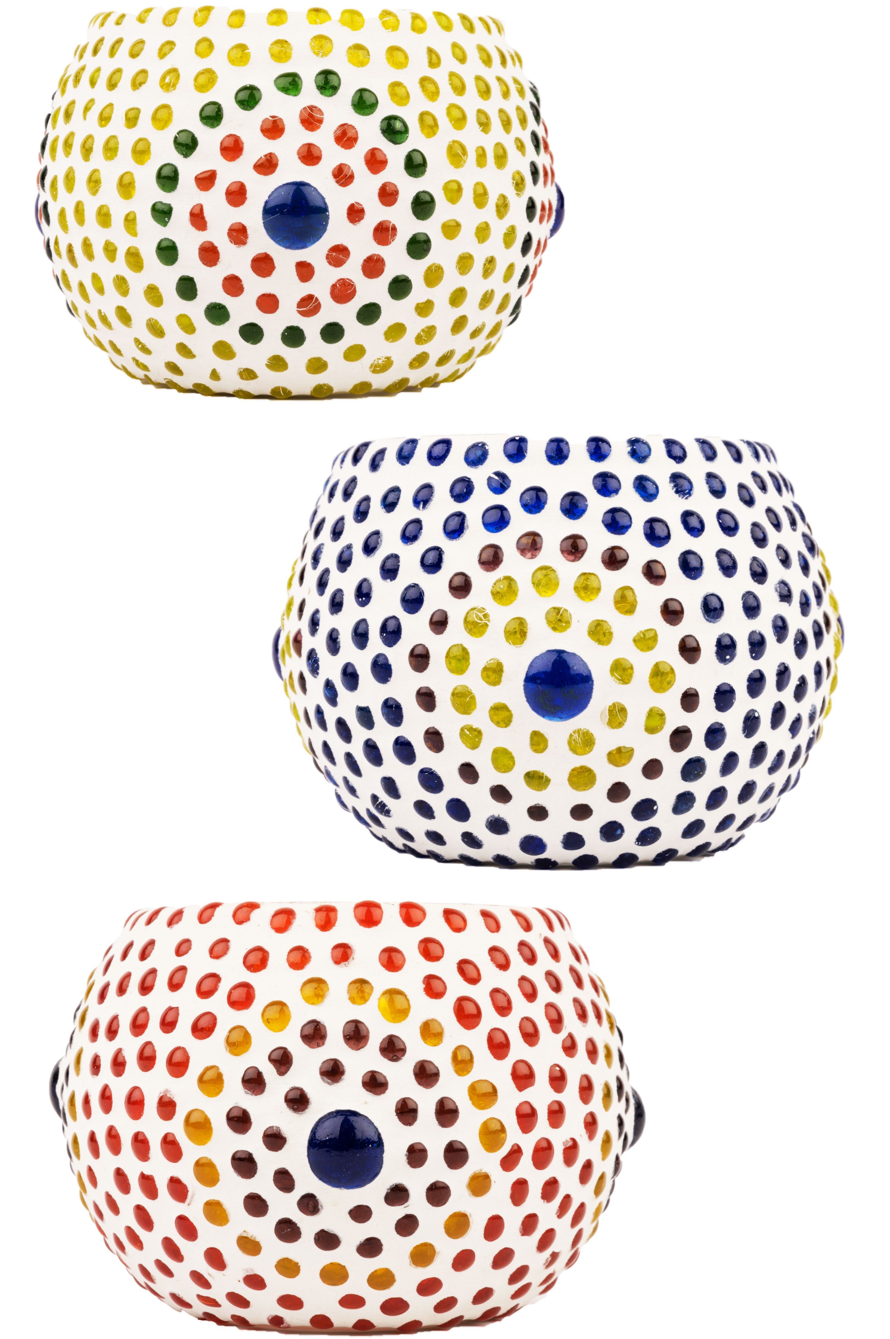 Marrakesch Orient & Mediterran Interior Teelichthalter 6er Set Orientalische Teelichthalter Ajan aus Glas in Multifarbig 9 cm (6 St), Handarbeit