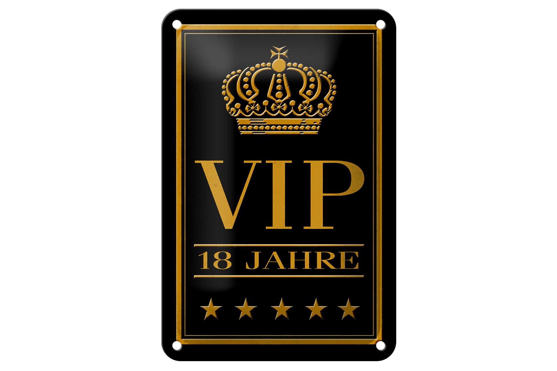 Femer GmbH Metallschild Hinweis 12x18cm VIP 18 Jahre, (1 St), gewölbte Oberfläche, abgerundete Ecken, umgeschlagene Kanten