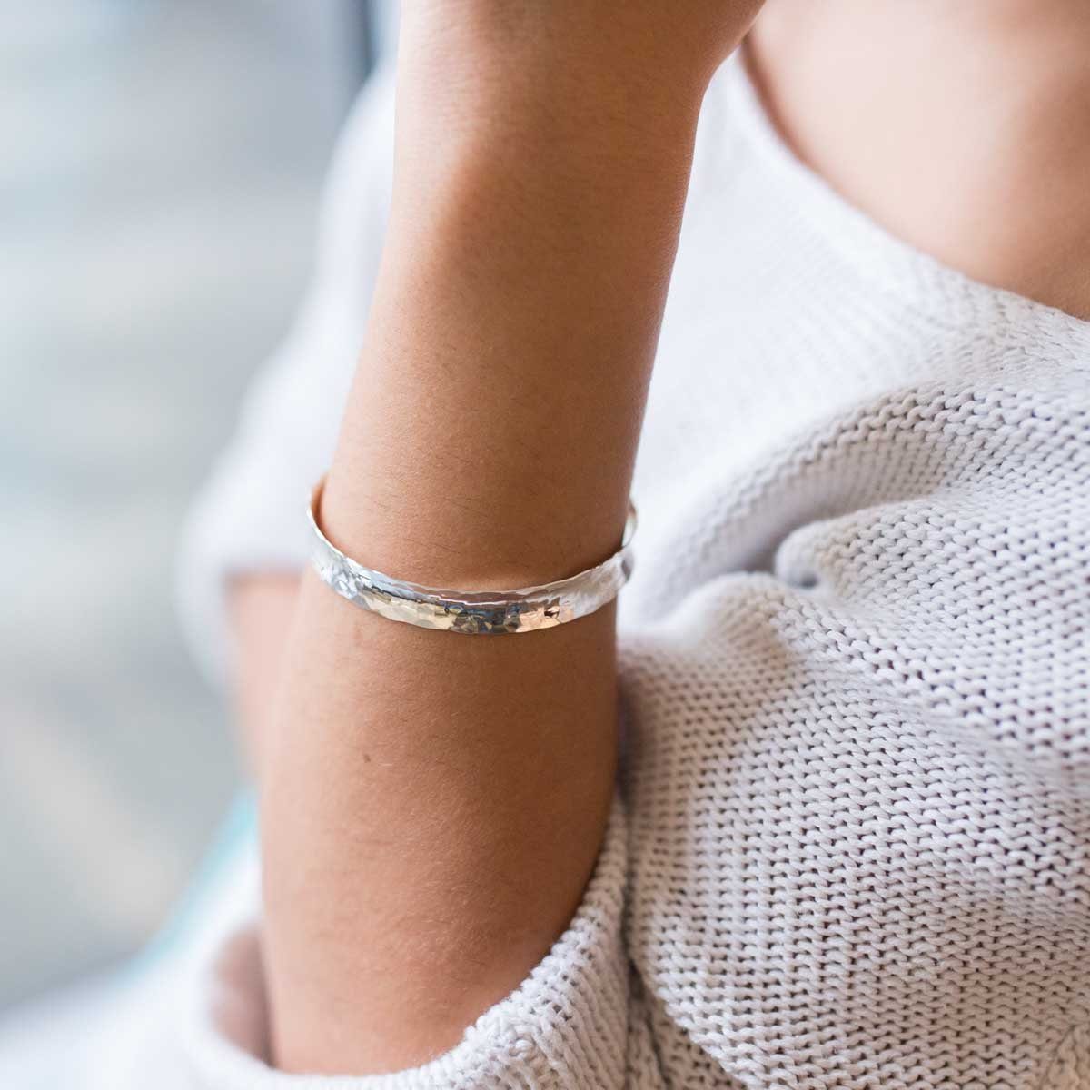 Materia Armreif Damen Silber offen gehämmert SA-18, 925 Sterling Silber, rh günstig online kaufen