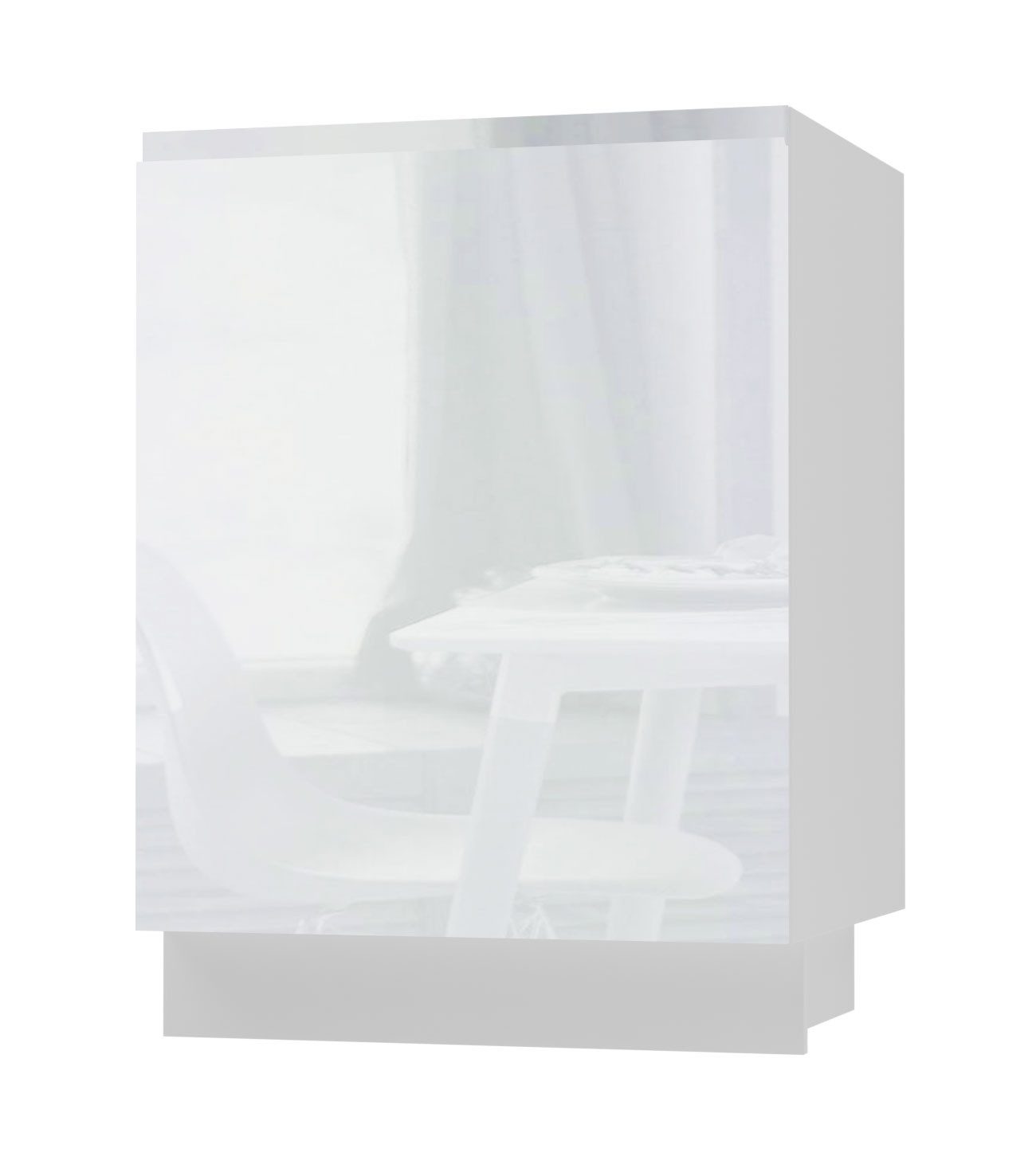 Feldmann-Wohnen Unterschrank Avellino (D1D/60, 1-türiger Unterschrank mit 1 Einlegeboden, 1-St., moderne Optik, Acrylfronten, Griffmulden) 60x50x82cm grifflos weiß - weiß Acryl Hochglanz (AV-D1D/60)