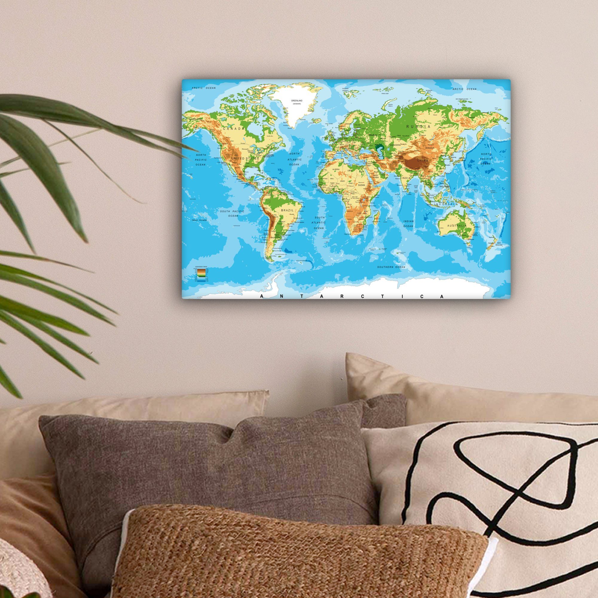 OneMillionCanvasses® Leinwandbild Weltkarte - Atlas - günstig online kaufen