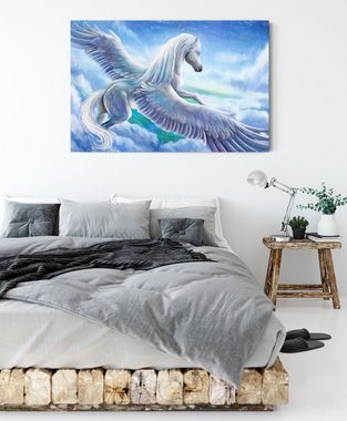 Pixxprint Leinwandbild Pegasus fliegt über den Wolken, Pegasus fliegt über den Wolken (1 St), Leinwandbild fertig bespannt, inkl. Zackenaufhänger