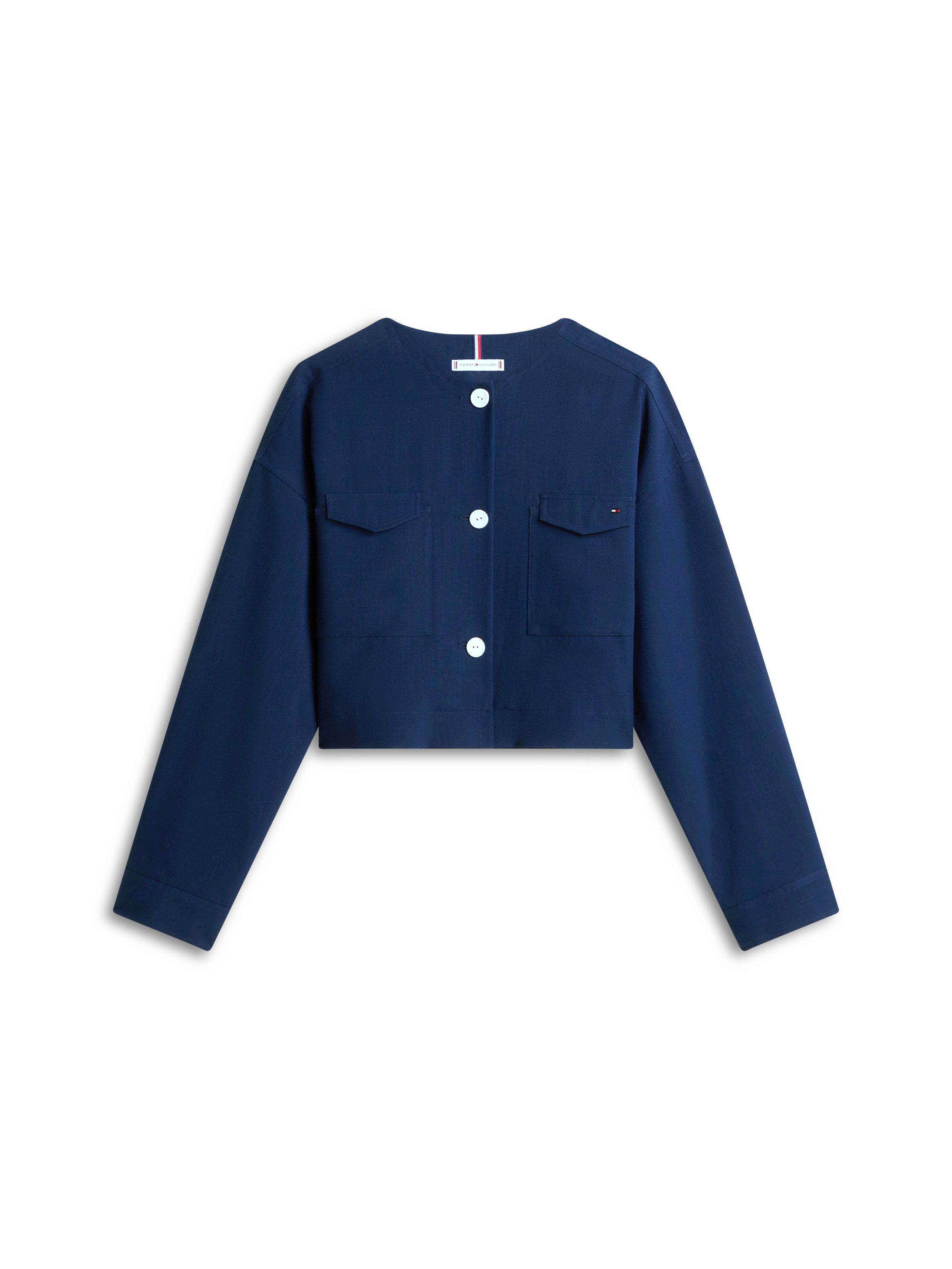 Tommy Hilfiger Kurzblazer TAILORED UTILITY CROPPED JACKET Boxy Fit, ohne Kragen – Bild 4 von 5