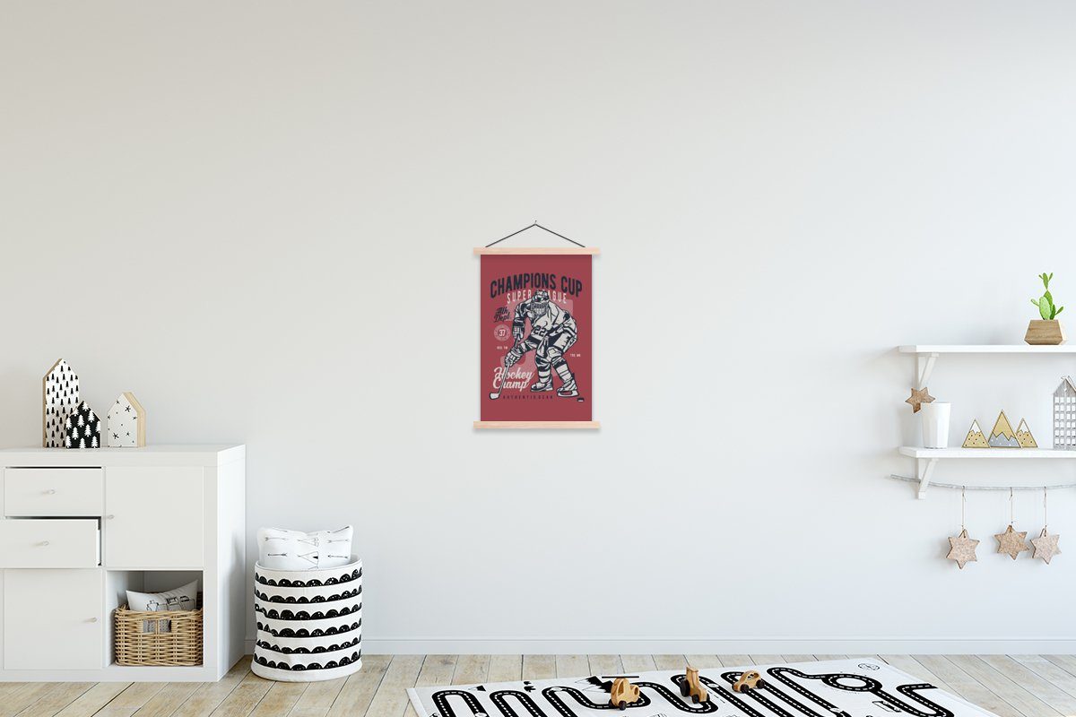 MuchoWow Poster Mancave - Sport - Eishockey - Vintage, (1 St), Posterleiste, Textilposter für Wohnzimmer, Bilderleiste, Magnetisch