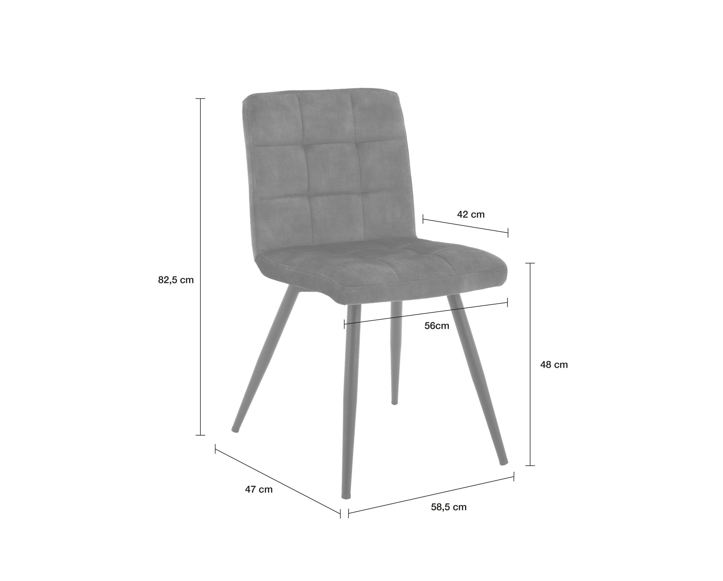 LC Home Esszimmerstuhl LC Home Barnet Esszimmerstuhl Samt schwarz 47x58,5x82,5cm – Bild 3 von 5