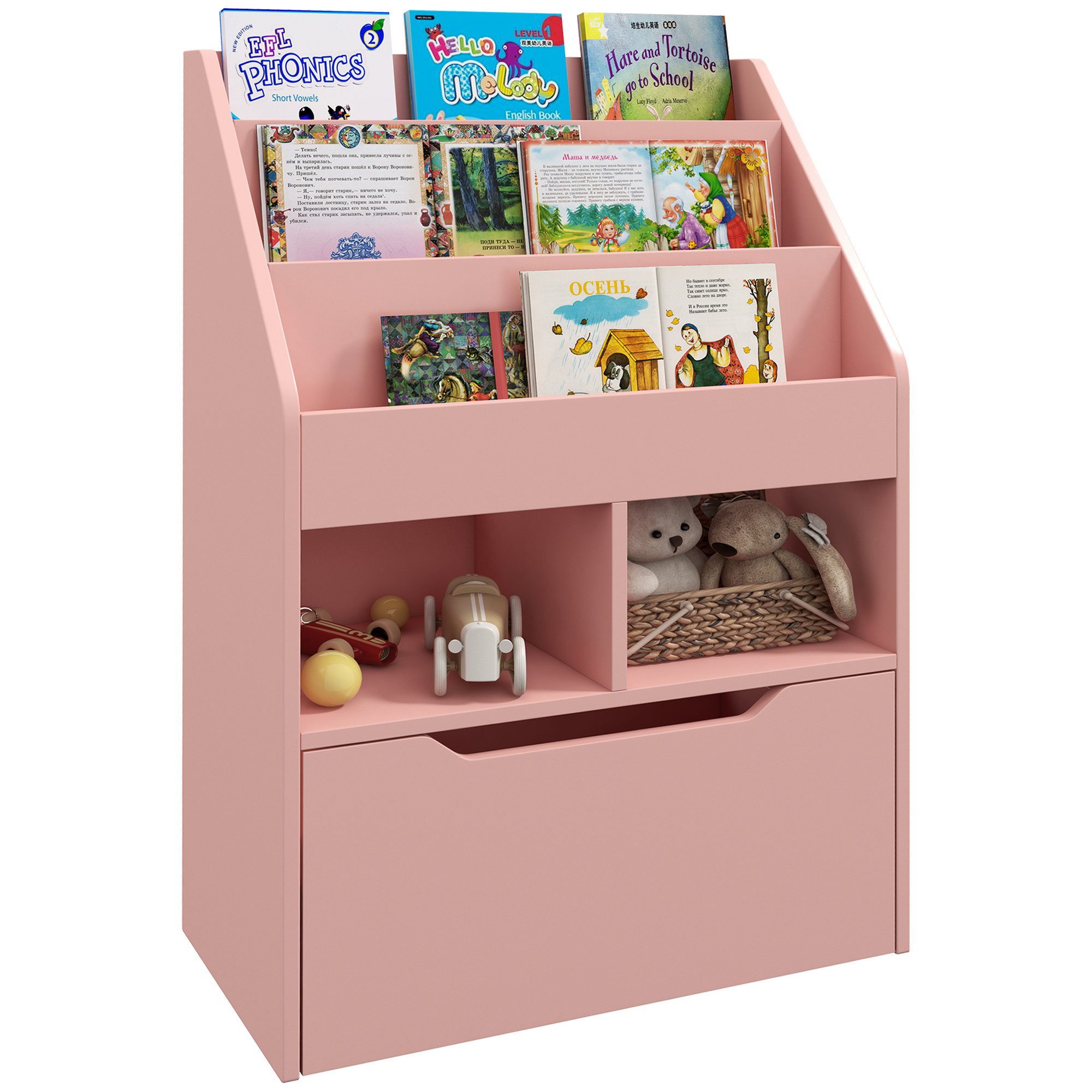 HOMCOM Kinderregal mit Schublade, 3 Ablagefächern günstig online kaufen