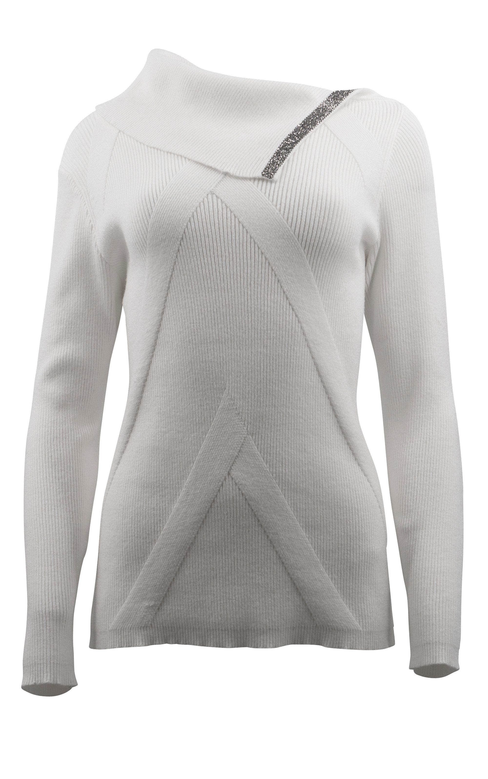 Passioni Strickpullover in ecru A-symetrischer Kragen günstig online kaufen