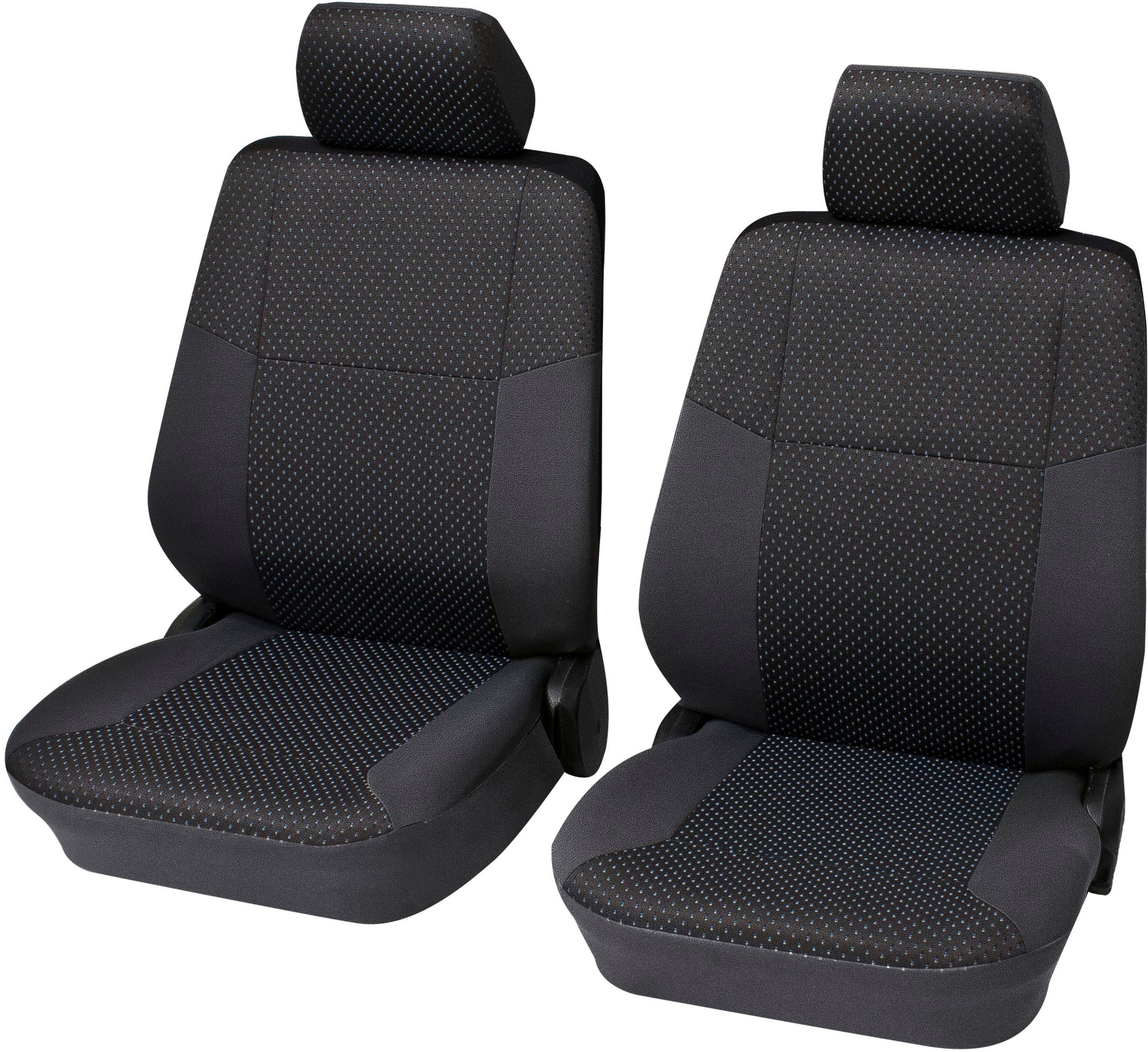 Petex Autositzbezug Vordersitzgarnitur 4-tlg "Malta" grau, universal, Geeignet für Fahrzeuge mit/ohne Seitenairbag, SAB 2 | Autositzbezüge