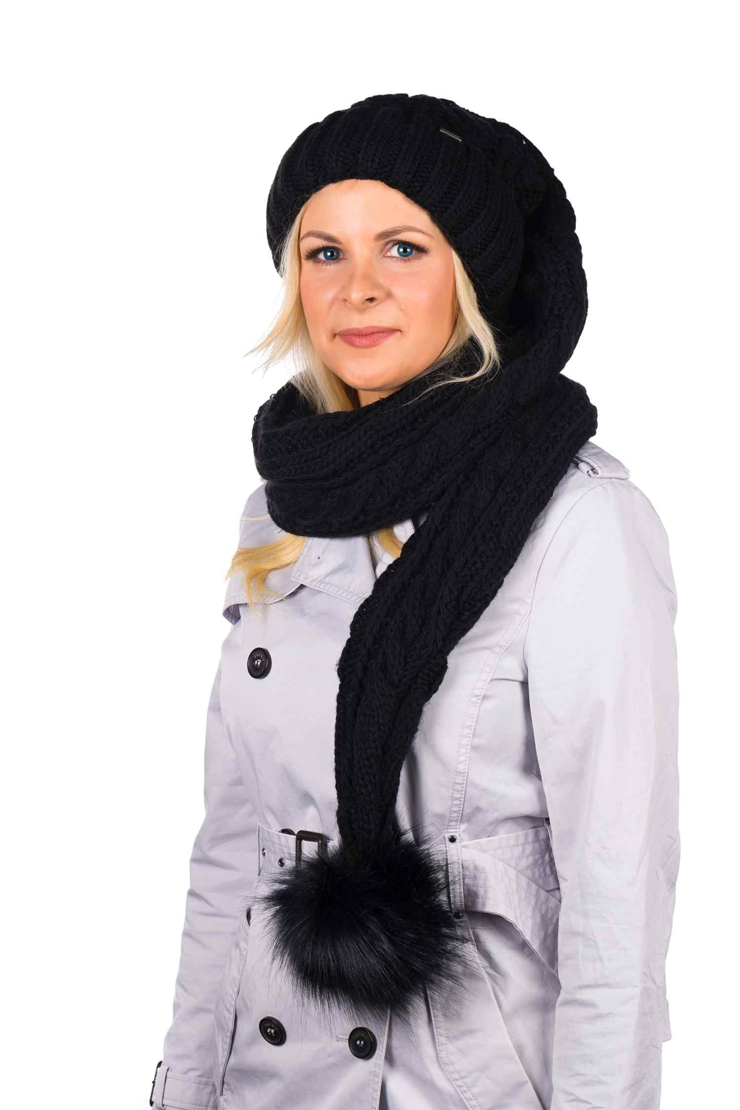 BIRENDY Strickmütze XXL Beanie AA Mütze Zipfelmütze Pudelmütze Wintermütze Extra Lang