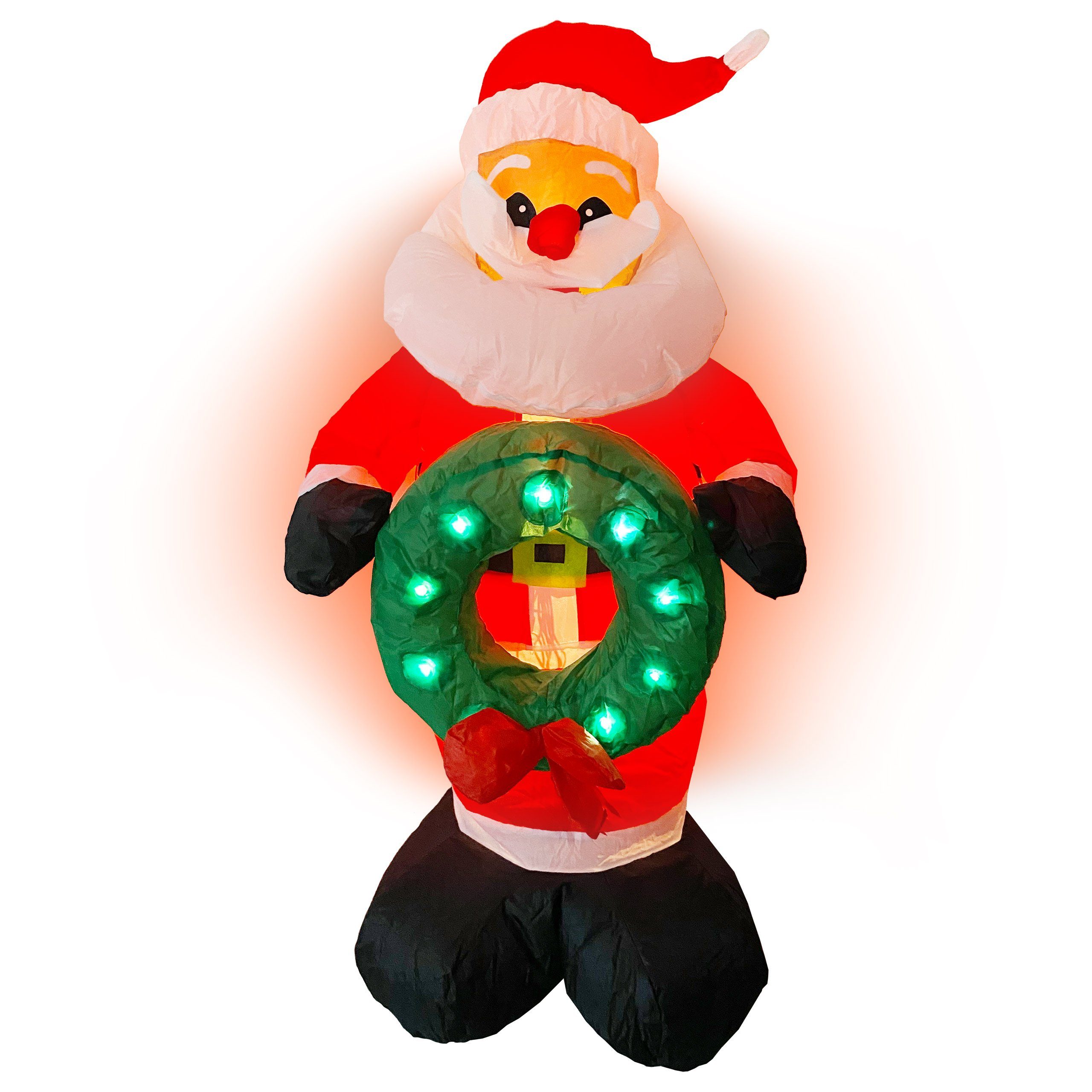 Weihnachtsfigur XL Air, selbstaufblasende Deko-Weihnachtsmann, LED-Lichtspiel