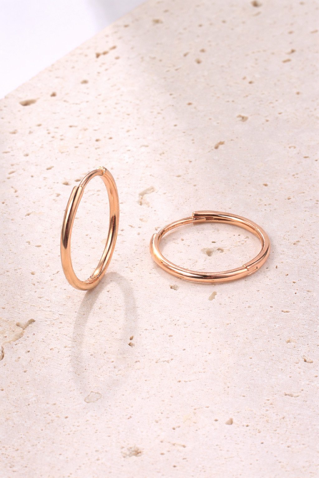Hey Happiness Paar Creolen 925 Silber Damen, Vergoldet 18K Roségold, Basic Ohrringe Silber, Geschenk Idee