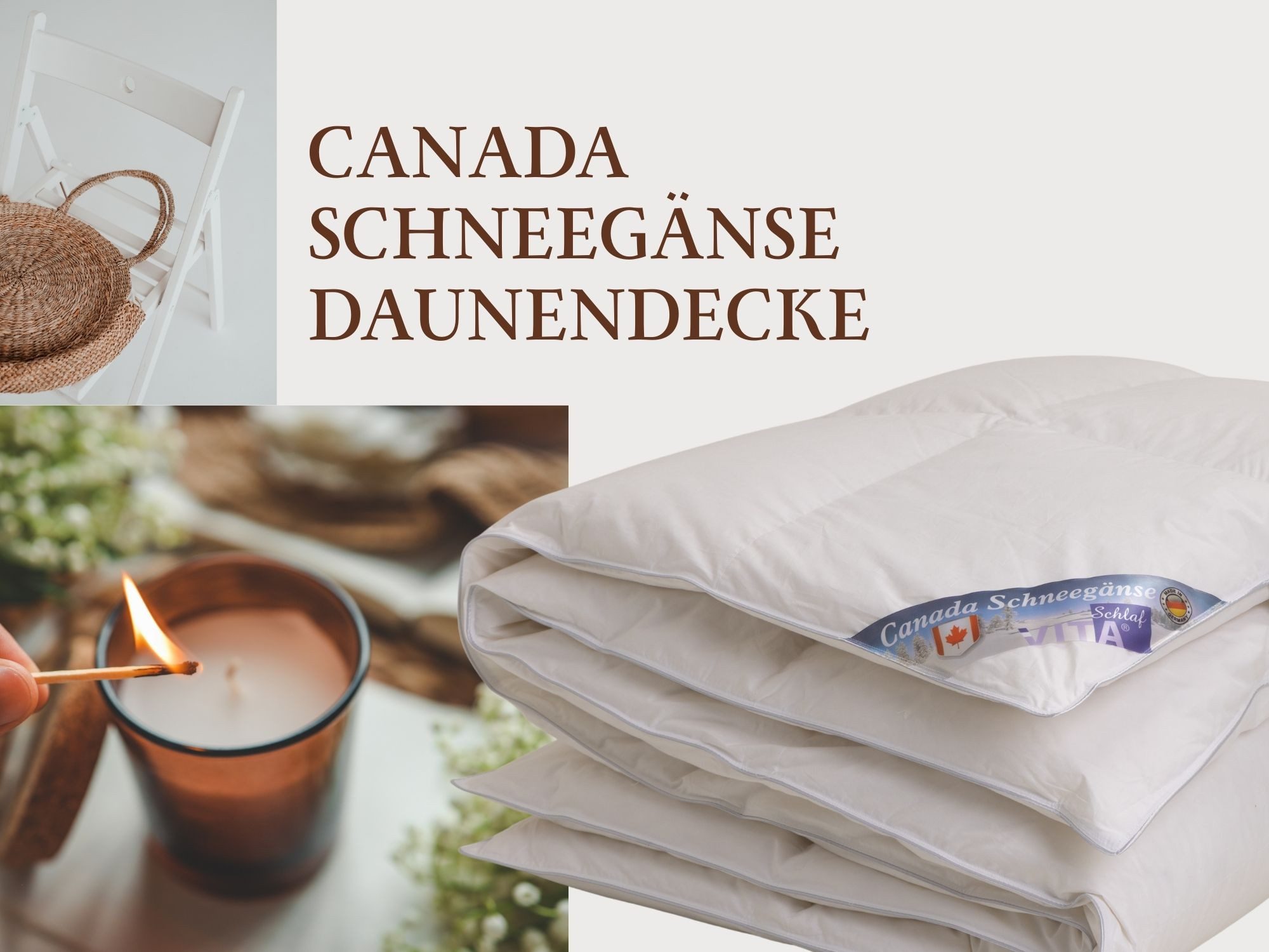 Vitaschlaf Gänsedaunenbettdecke Vitaschlaf® CANADA SCHNEEGÄNSE Bettdecken für Sommer Winter Ganzjahr, Füllung: 100% Gänsedaunen, Bezug: 100% Baumwolle feinster Maco Batist, Bettdecke 135x200 cm, 155x220 cm und weitere Größen, Made in Germany