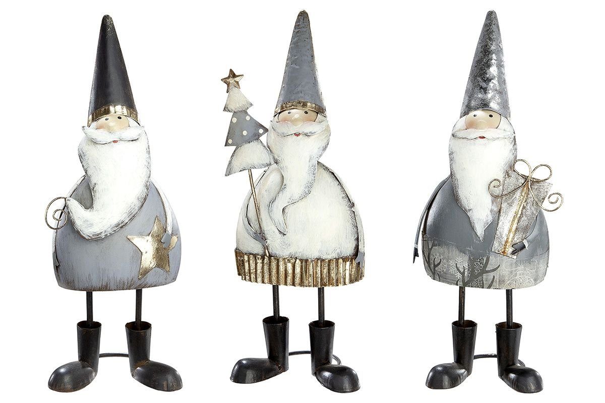 GILDE Dekoobjekt 6er Set Metall Santa Trio - Festliche Figuren für eine zauberhafte Wei