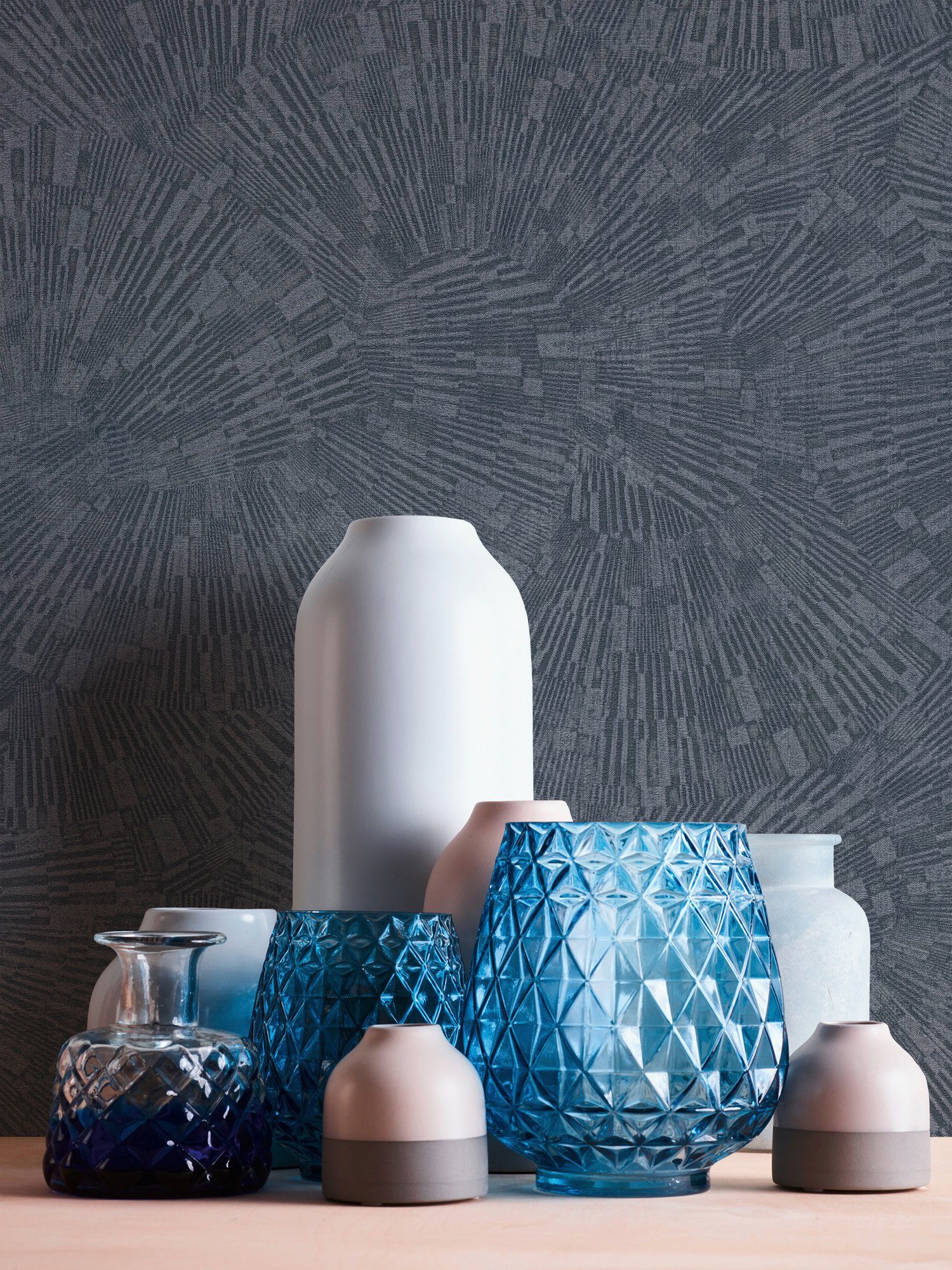 Vliestapete Tapete A.S. Effekt 3D walls gemustert, living blau Titanium, Moderne Création strukturiert,