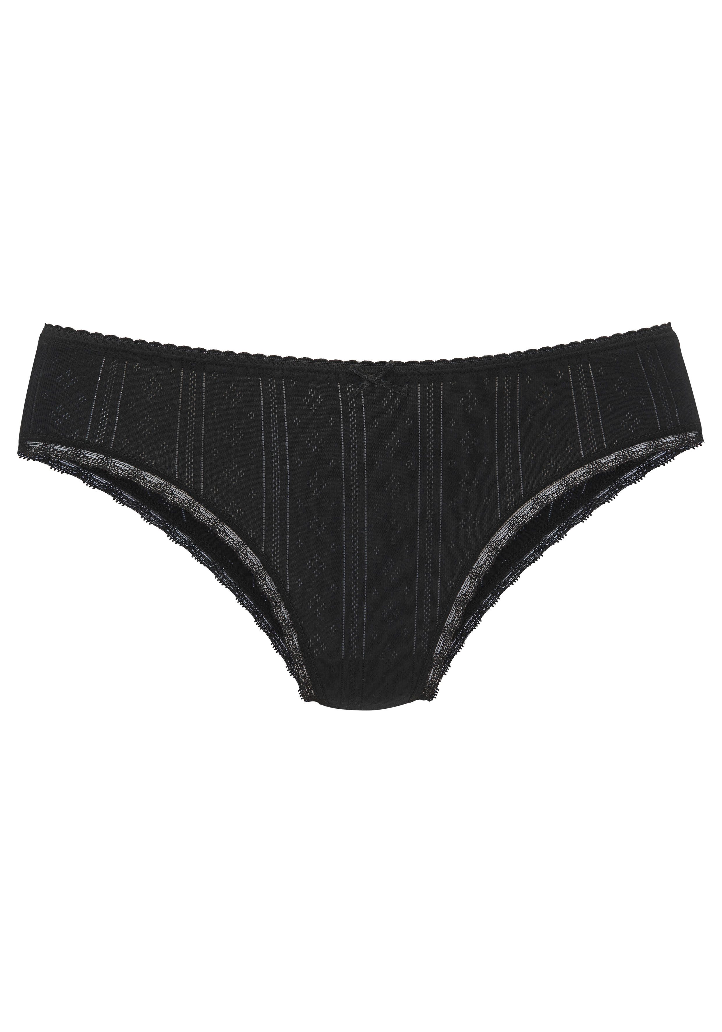 Vivance by Lascana Jazz-Pants Slips (3er-Pack) aus feiner Pointelle-Ware mit Spitze, reine Baumwolle – Bild 4 von 5