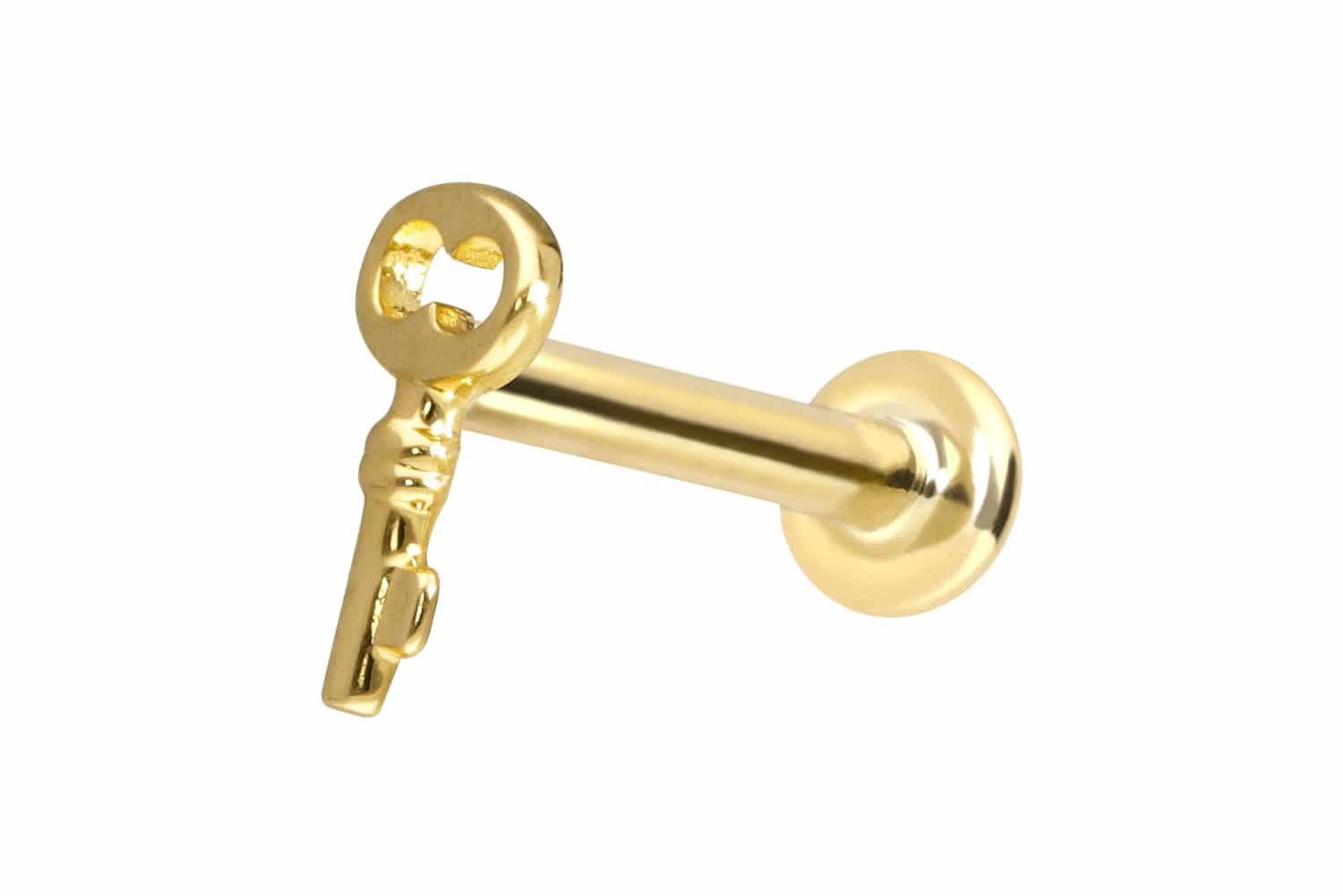 PIERCINGLINE Piercing-Set 14 Karat Gold Labret mit Push Fit SCHLÜSSEL (Labrets, 1-tlg)